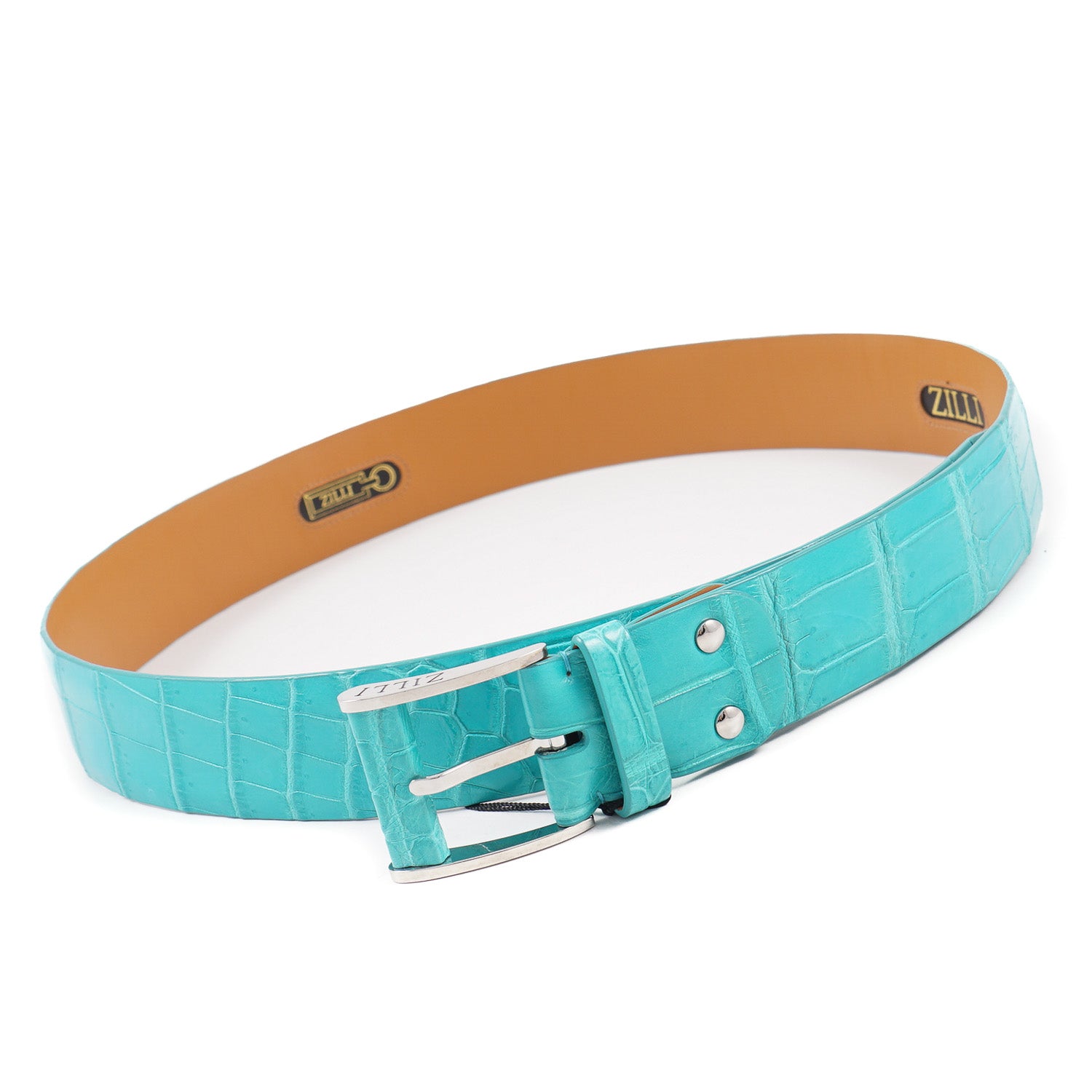 Luxury Zilli Genuine Crocodile Skin Belt in Turquoise - Premium Italian Leather Accessory for Men | Perfect for Business, Formal Events & Luxury Fashion