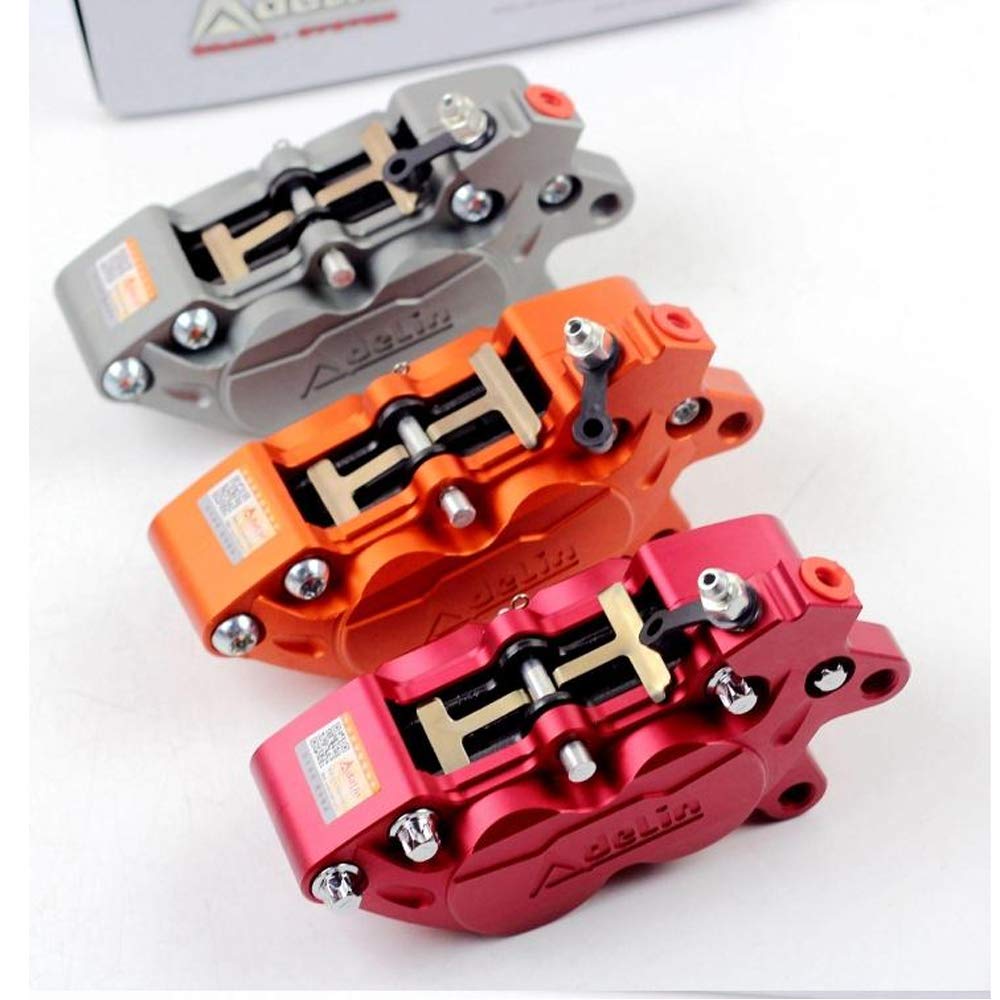 Universal CNC Motorcycle Brake Calipers - ADL-7 HF6/F101 Four Piston Rear Brake Kit for BWS RSZ (Red Left) - High Performance Braking for Street & Racing Motorcycles
