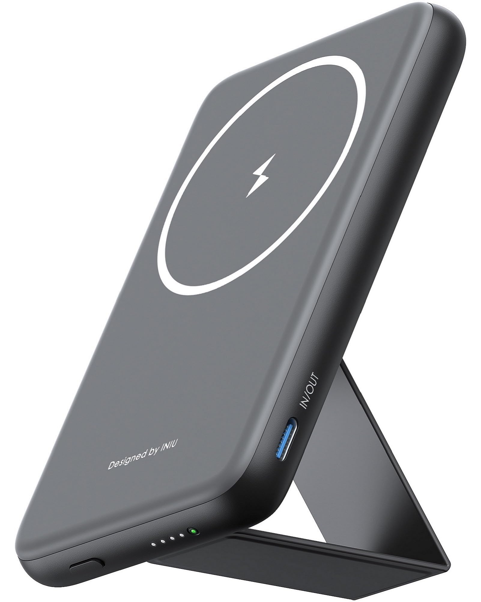 INIU Ultra Slim 5500mAh 20W Magnetic Power Bank with Foldable Stand - Portable MagSafe Charger for iPhone 16/16 Plus/16 Pro/16 Pro Max, iPhone 15/14/13/12 - USB-C in&Out Wireless Battery Pack for Travel, Office & Home Charging