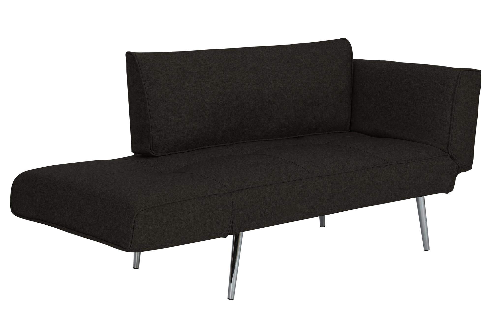 DHP Euro 60 Inch Futon Sofa Bed - Convertible Upholstered Couch Sleeper with Fold-Down Arms & Storage Pocket for Small Spaces, Black | Perfect for Studio Apartments, Guest Rooms & Home Offices