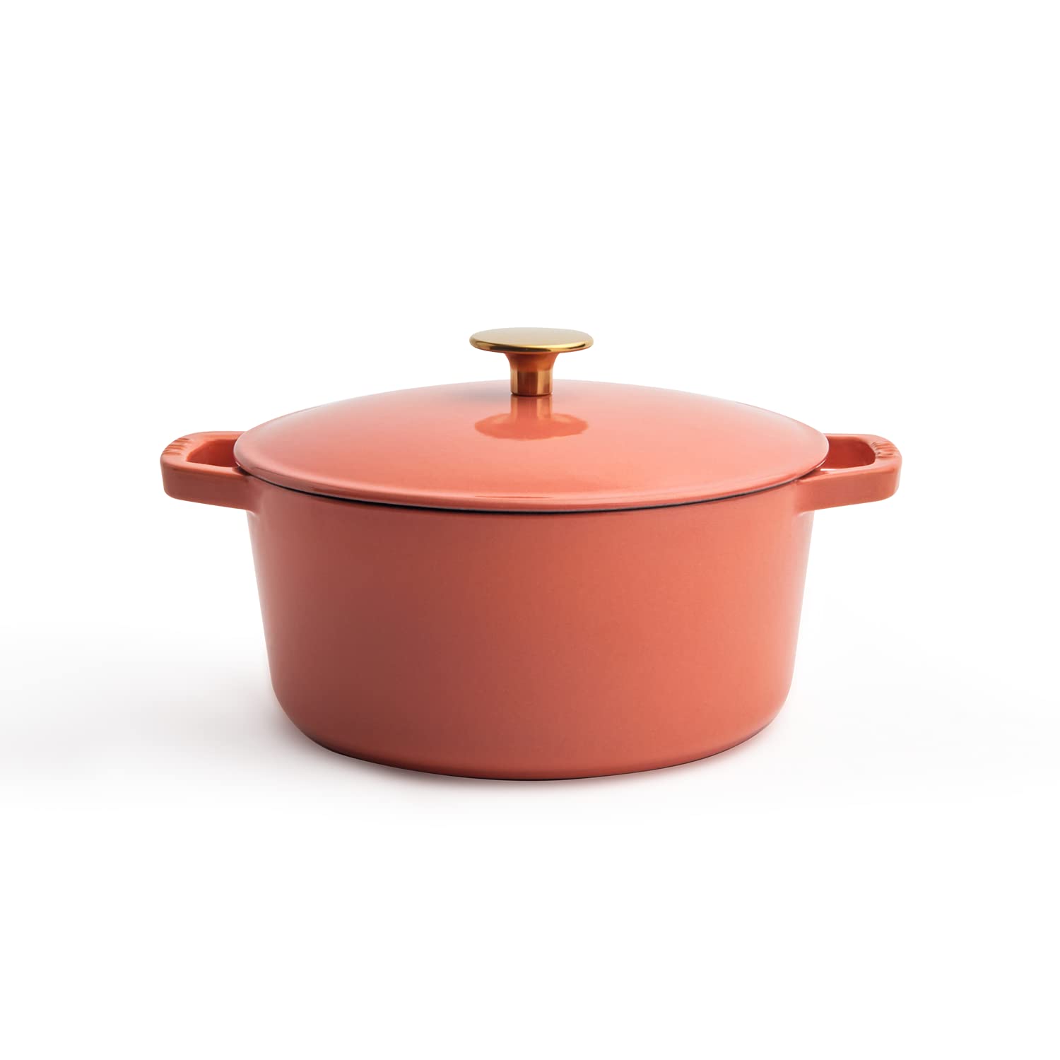 Premium 3.5-Quart Enameled Cast Iron Dutch Oven with Lid – Kana Milo Enamel Coated Casserole Pot | Oven & Dishwasher Safe | Fresh Terracotta with Gold Knob | Perfect for Soups, Stews, Braising & Baking