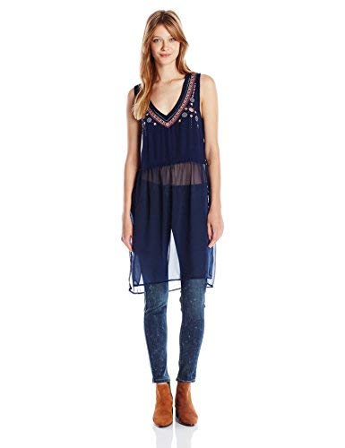 Women's Embroidered Sheer Tail Tank Top - Floral Lace Summer Blouse for Casual Wear, Beach Cover Up & Boho Outfits