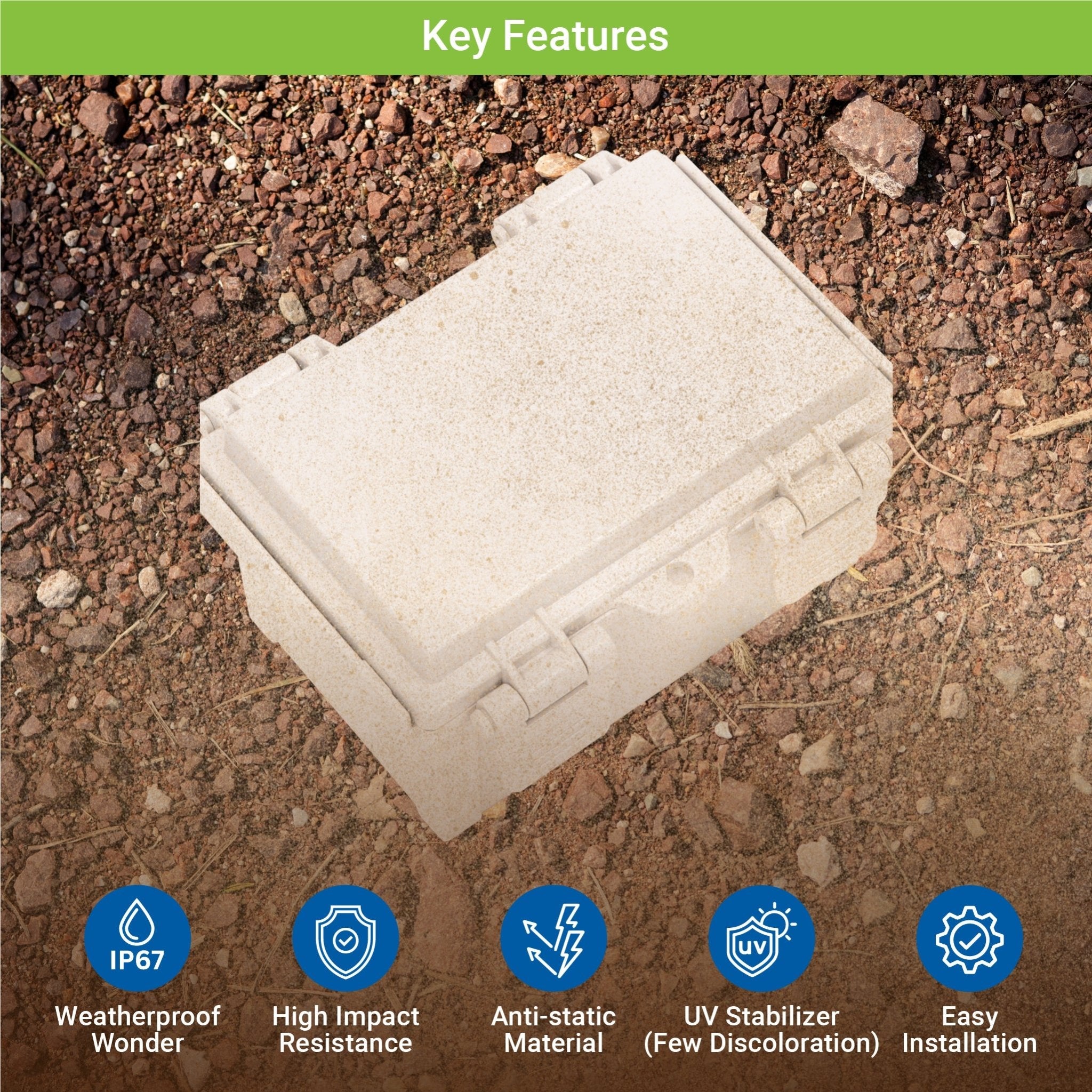 Boxco Q Series 9.84 x 9.84 x 6.30 Inches (250 x 250 x 160mm) Waterproof Plastic Enclosure - IP67 Rated, IK08 Impact Resistant, ABS Material with Grey Hinged Cover & Mounting Plate - Ideal for Outdoor Electronics, Industrial Equipment & Electrical Component Protection