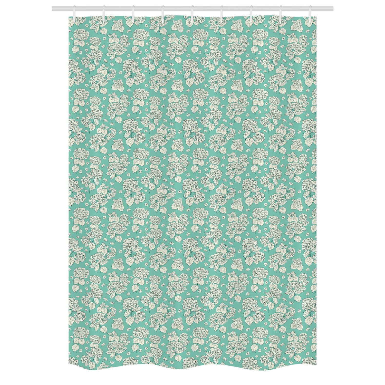 Ambesonne Floral Shower Curtain Set with Hooks - Hydrangea Flower Pattern on Teal & Ivory Background, 54x78 Inch Bathroom Decor for Romantic Feminine Style | Perfect for Vintage, Farmhouse or Boho Bathroom Themes
