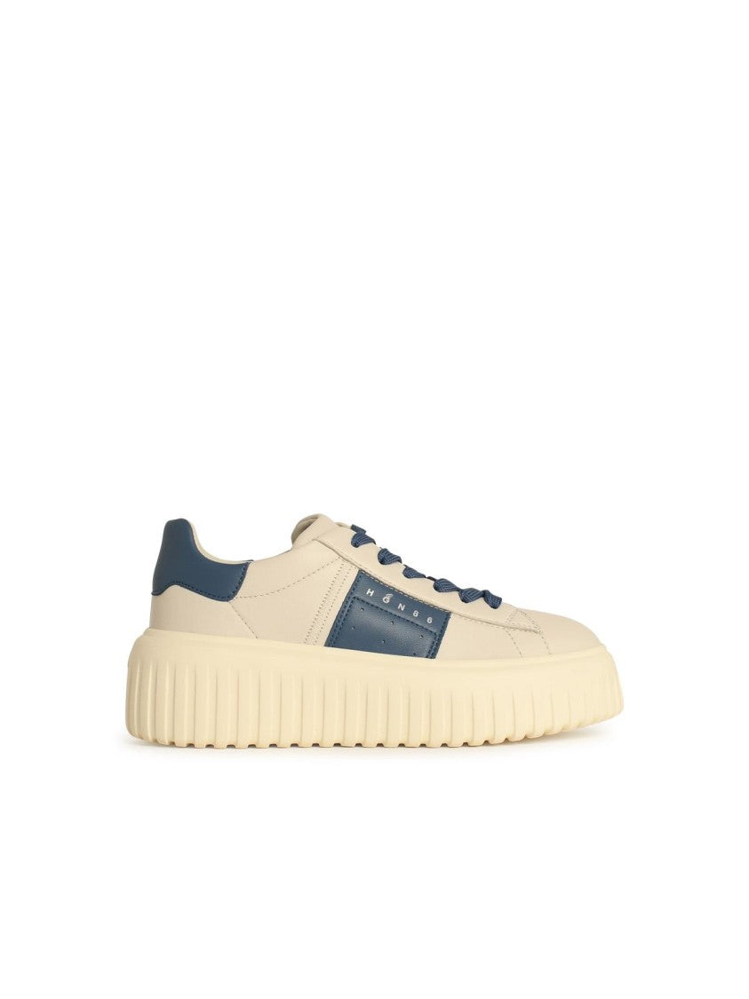 Stylish H Stripes Ivory Leather Sneakers for Women - Comfortable Casual Shoes for Walking, Travel & Everyday Wear