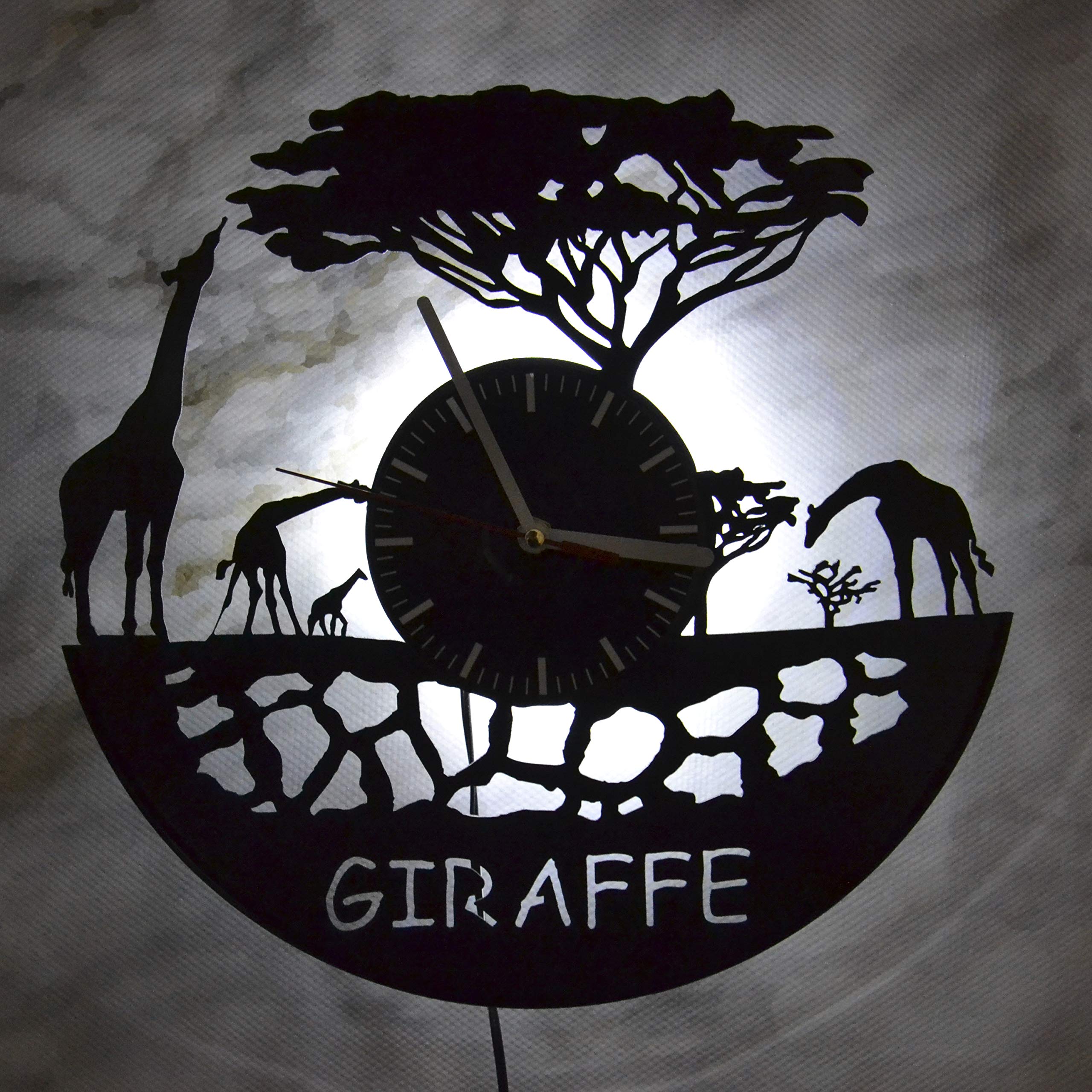 Giraffe LED Wall Clock - African Safari Animal Art Decor for Home & Office - Unique Gift for Men & Women - Perfect for Living Room, Bedroom, or Nursery