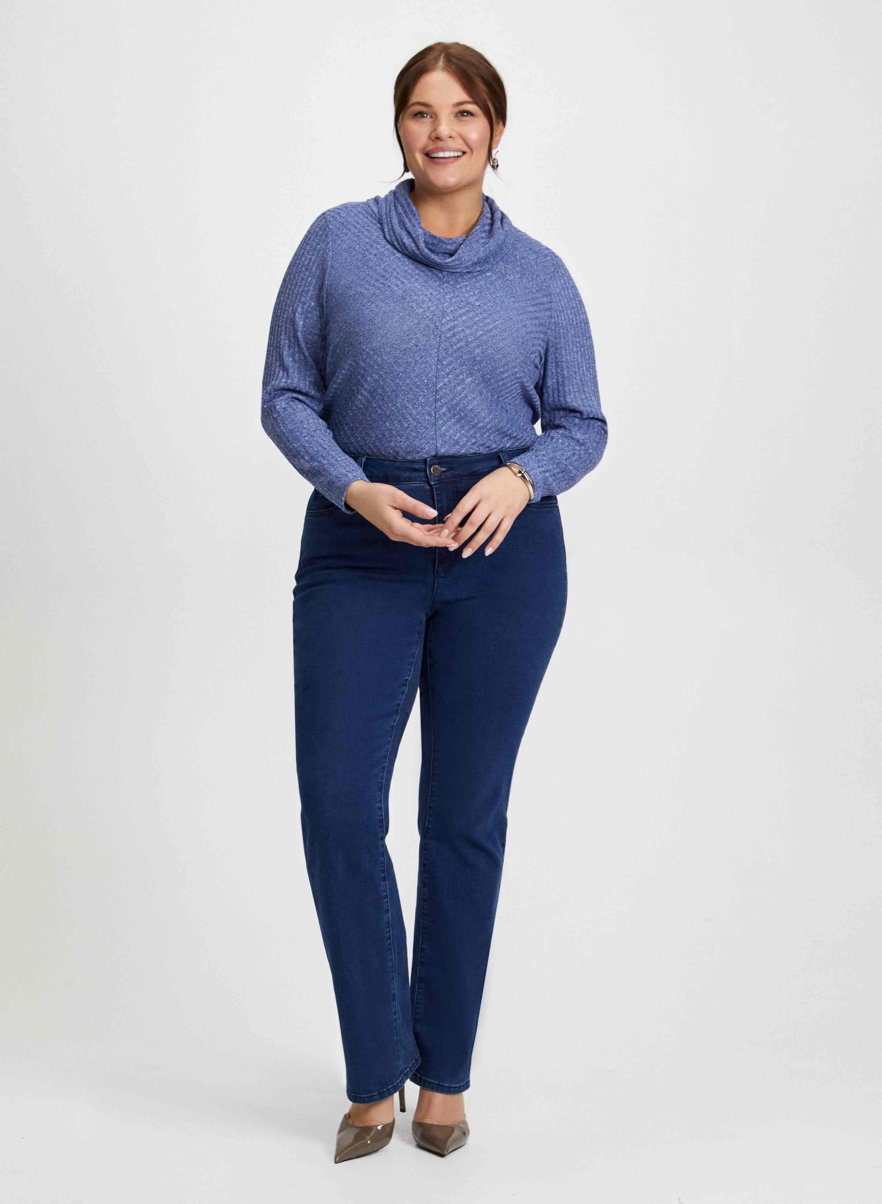 Cowl Neck Tops & Bootcut Jeans for Women - Stylish Casual Outfit for Work, Date Night & Everyday Wear