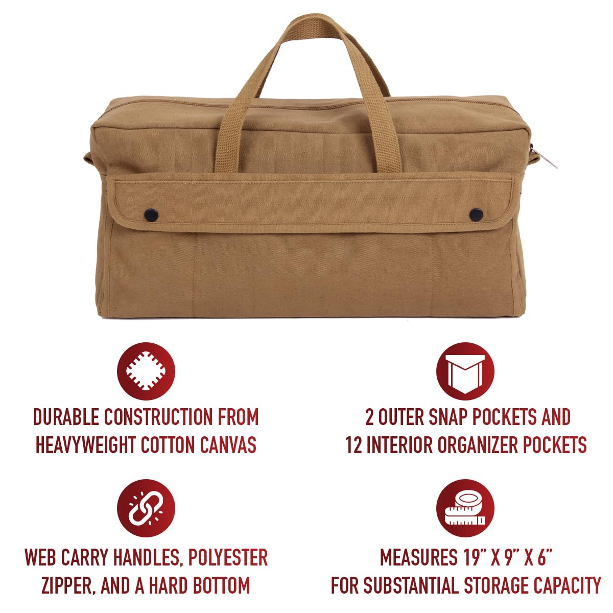 Rothco Heavy Duty Canvas Jumbo Mechanic Tool Bag - Large Durable Work Tool Organizer for Mechanics, Electricians & DIY Projects | Perfect for Auto Repair, Construction & Home Improvement