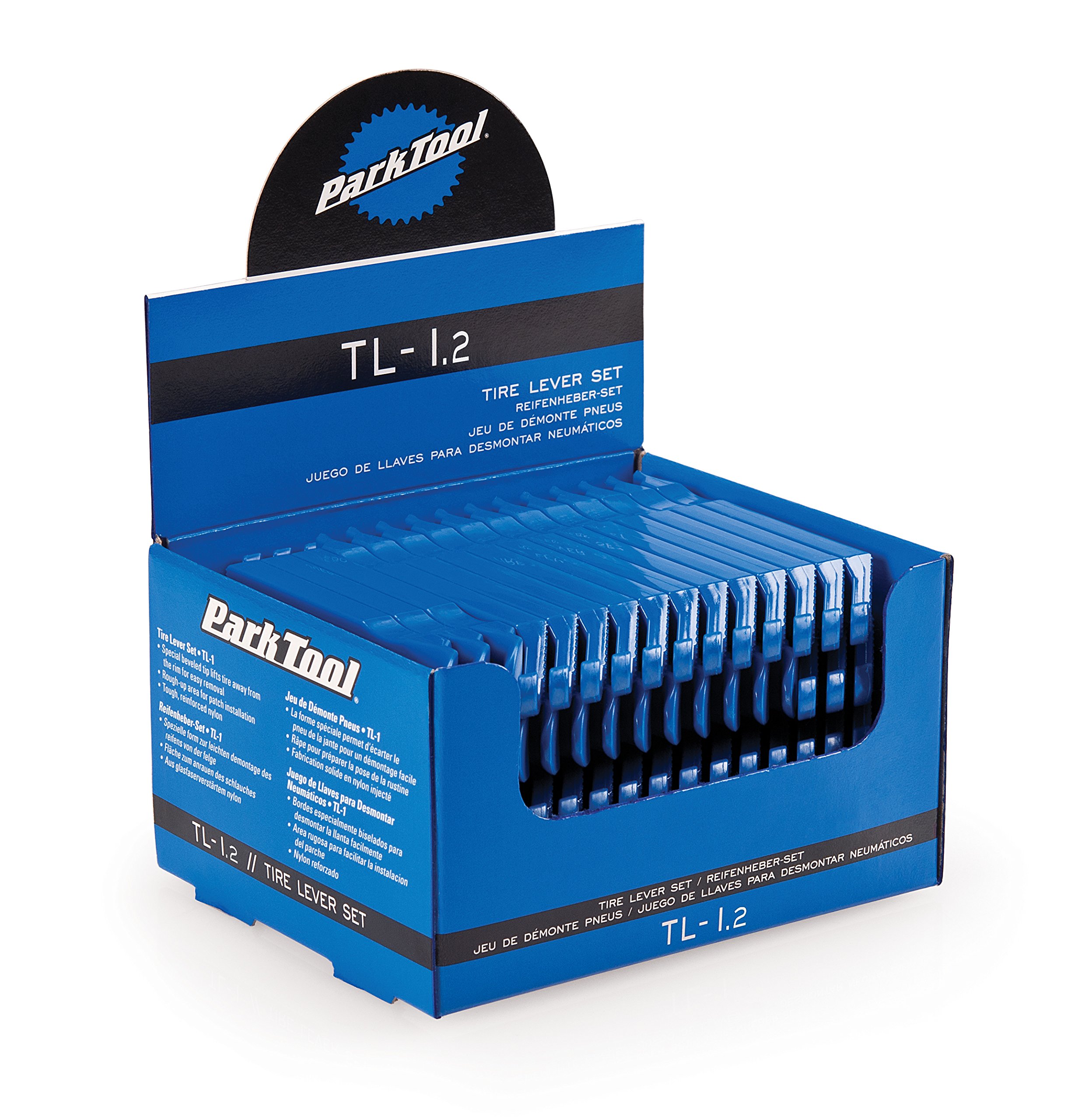 Park Tool TL-1.2 Professional Bike Tire Levers - 3-Piece Set with Display Box | Durable Nylon Construction for Easy Tire Changes | Perfect for Road Bikes, Mountain Bikes & Cycling Maintenance