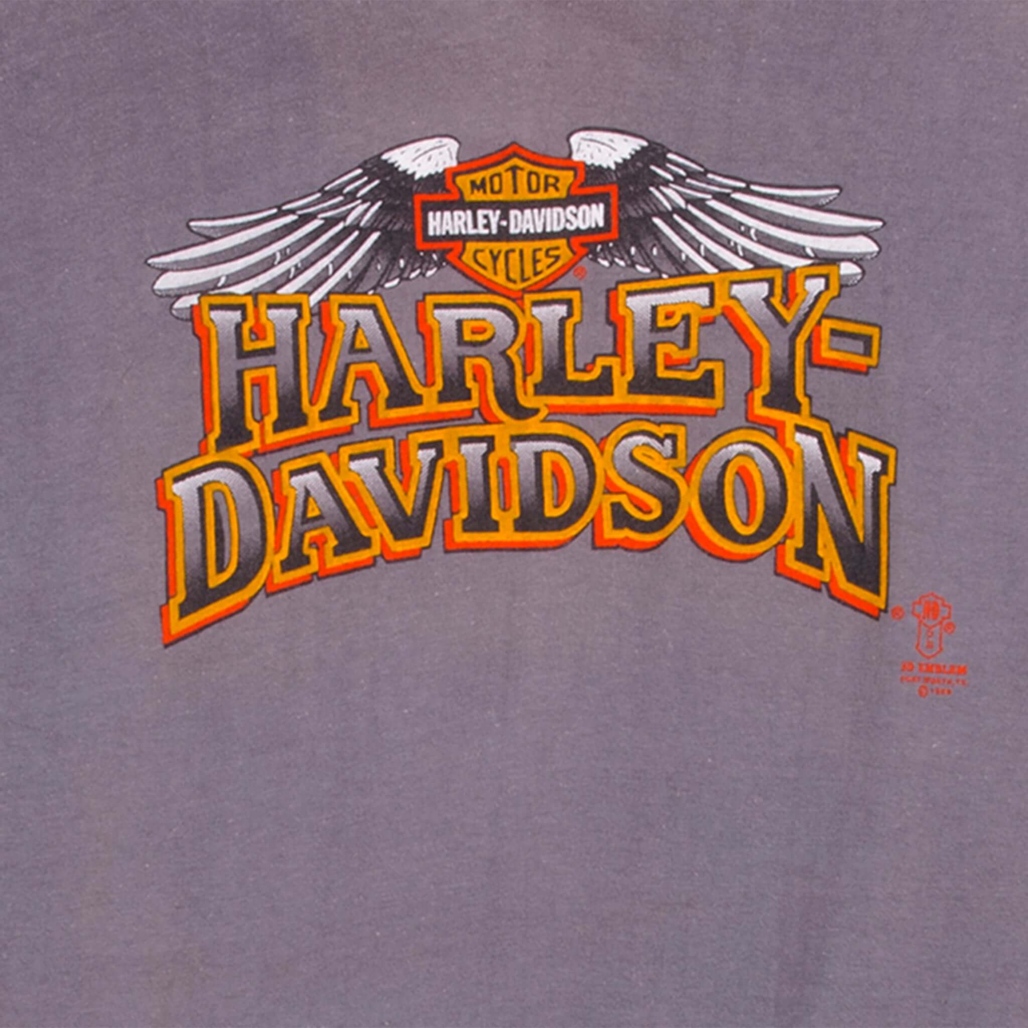 Vintage 3D Emblem Harley Davidson Long Sleeve T-Shirt 1989 Small - Made in USA - Motorcycle Riding & Retro Fashion Styling