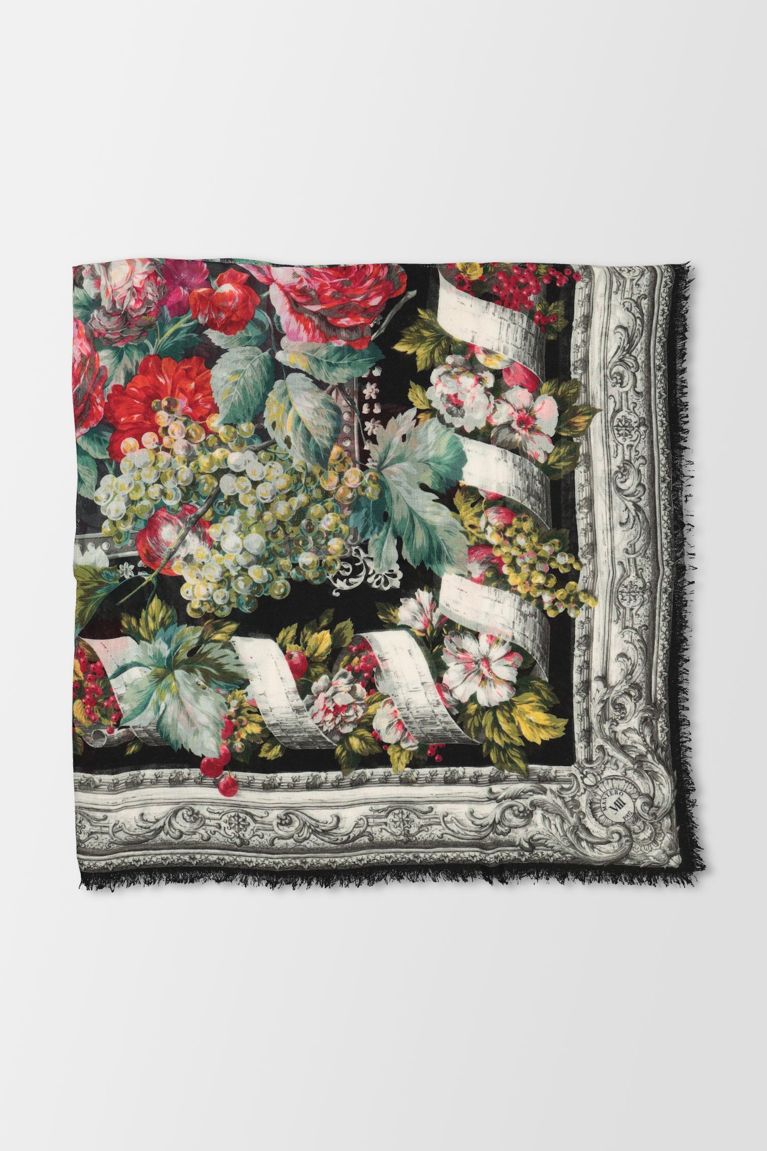 Mantero Black Archivo N48 1 - Premium Italian Silk Scarf for Women | Elegant Fashion Accessory for Office, Party & Special Occasions