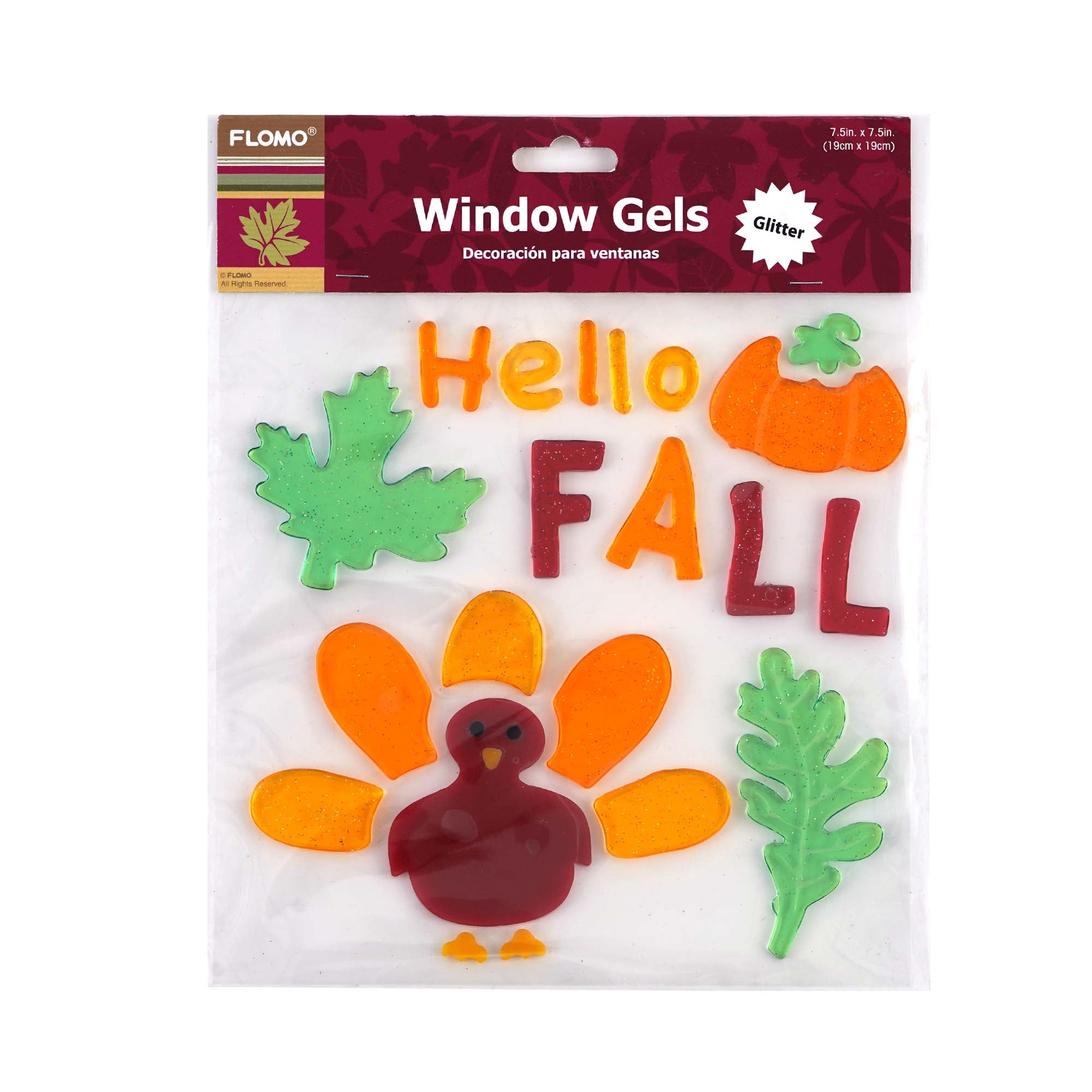 Fall Window Decals with Glitter - Harvest Give Thanks & Hello Fall Designs (7.5x7.5 Inches) - Perfect for Autumn Home Decor, Thanksgiving Party, and Seasonal Window Stickers