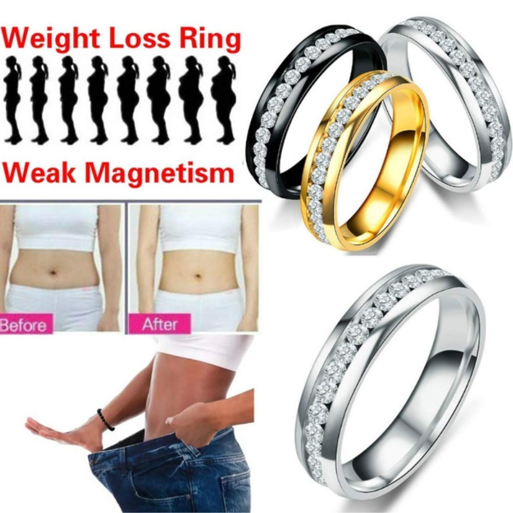 Stainless Steel Magnetic Therapy Ring for Weight Loss & Acupressure - Slimming & Gallstone Relief - Gold Tone Health Jewelry for Women & Men - Perfect for Wellness & Fashion Accessories
