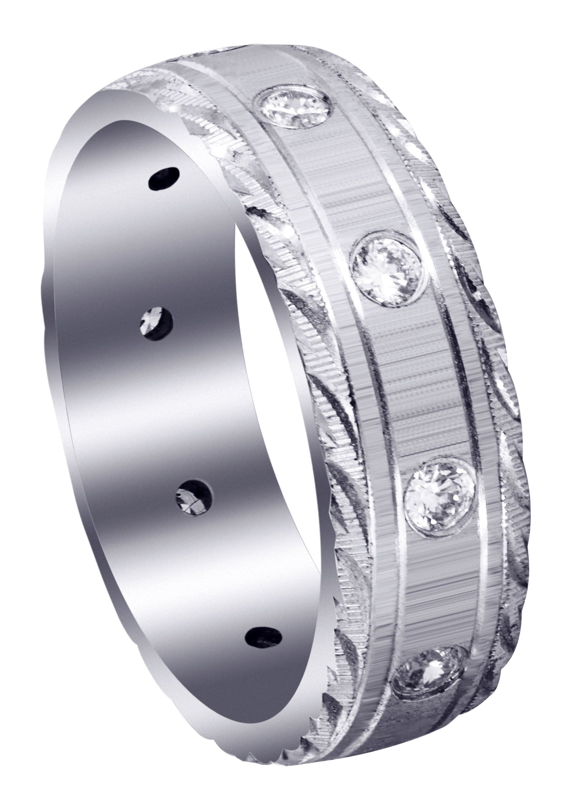 Classic Diamond Men's Wedding Band - 0.5 Carats (Peyton) | 14K White Gold Ring for Men | Perfect for Engagement, Anniversary & Special Occasions