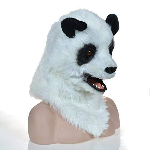 SHENGUS Halloween Panda Mask with Moving Mouth - Anime Animal Fursuit Costume for Cosplay, Carnival & Parties (White) - Perfect for Halloween Events, Cosplay Conventions & Themed Parties