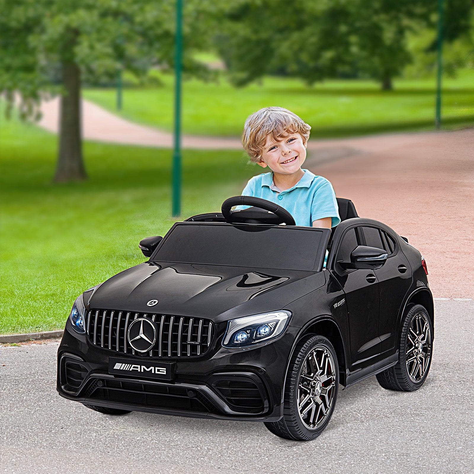 12V Mercedes Benz AMG GLC63S Coupe Electric Ride On Car for Toddlers - Remote Control, 2 Speed, MP3 Player, LED Lights & Horn - Kids Electric Vehicle with Suspension & Music (Black) - Perfect for Indoor Play & Outdoor Birthday Gifts