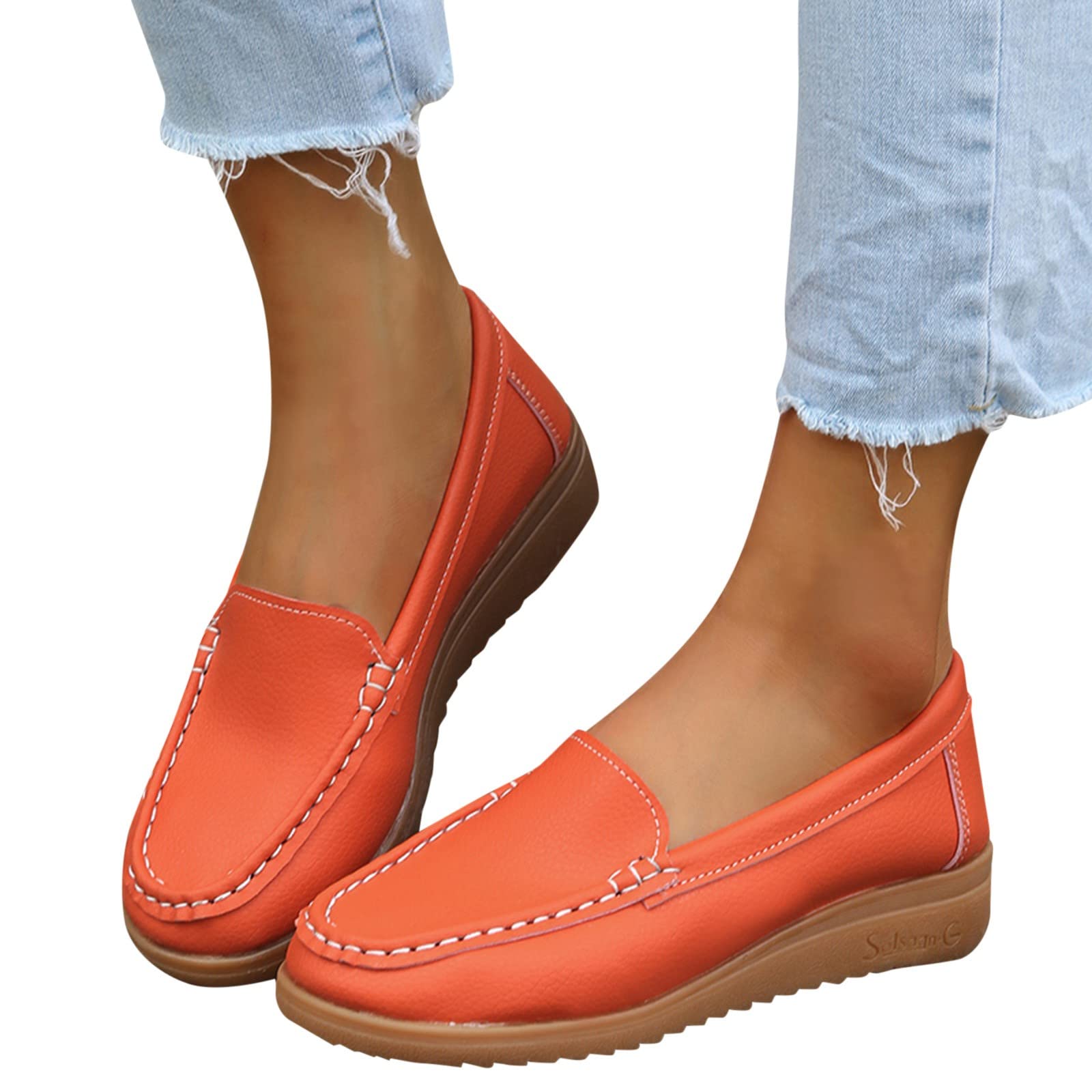 Padaleks Women's Slip-On Walking Shoes - Comfortable Leather Sneakers with Soft Sole & Wedge Heel for Work, Nursing, and Casual Wear | Fashionable & Supportive for All-Day Use