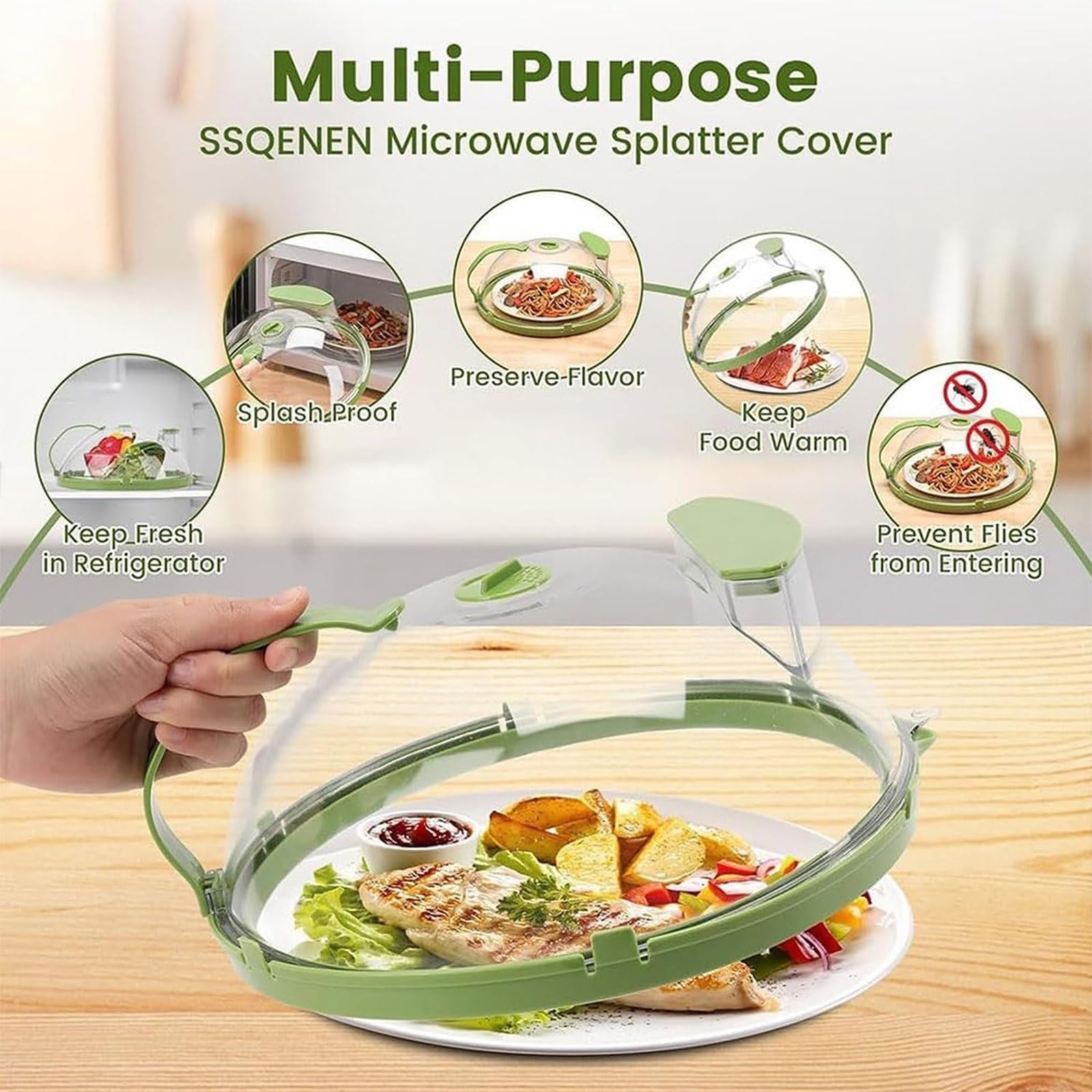 2-in-1 Microwave Cover and Steamer - Splatter Guard with Water Steamer for Cooking, Reusable Microwave Lid for Food Protection - Perfect for Meal Prep, Reheating, and Steaming Vegetables - Essential Kitchen Gadget Accessory