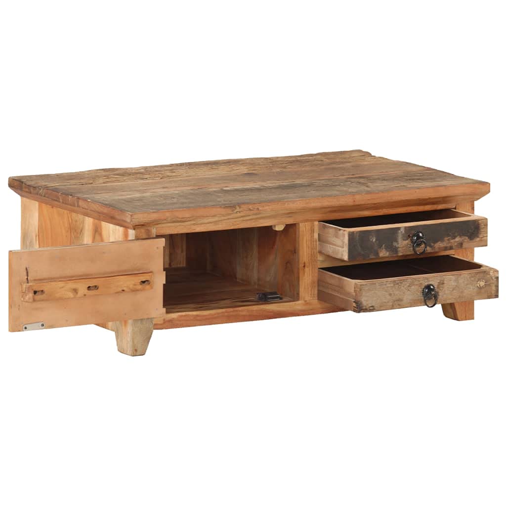 Rustic Reclaimed Wood Coffee Table with Storage - 35.4