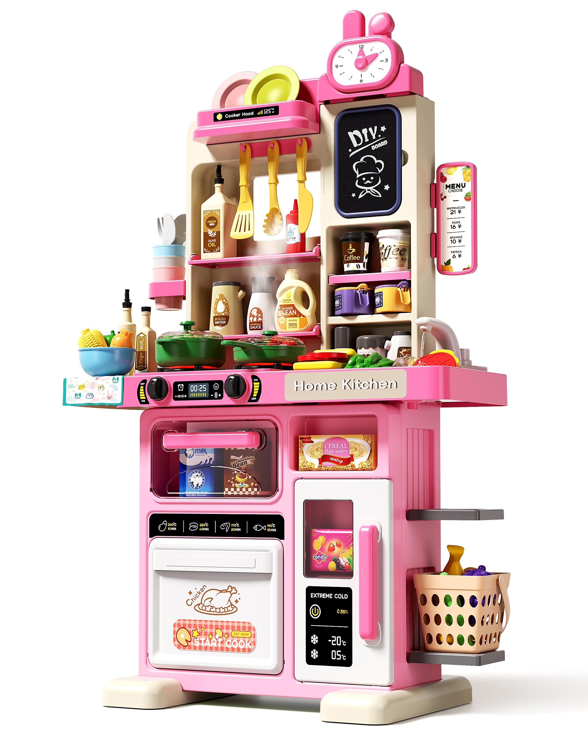 70PCS Kids Pretend Play Kitchen Set with Sound & Light - 33.8