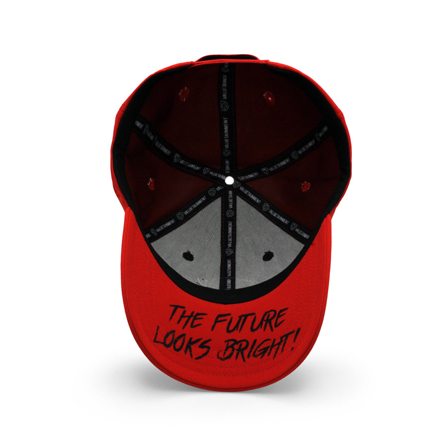 VT Shield Logo Future Looks Bright Snapback Hat - Red & Black Adjustable Baseball Cap for Men & Women - Perfect for Sports, Outdoor Activities, and Casual Wear