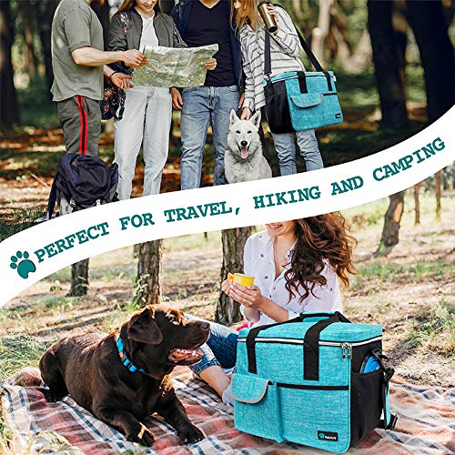 PetAmi Medium Dog Travel Bag with Food Container & Bowls - Waterproof Pet Carrier Organizer for Camping, Hiking & Road Trips - Portable Dog Supplies Accessories Gift (Sea Blue) - Perfect for Weekend Getaways & Outdoor Adventures with Your Pet