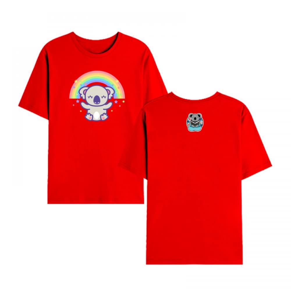 Rainbow Koala Cotton T-Shirt for Women - Soft Comfortable Casual Tee for Adult Females - Perfect for Summer Outfits, Beach Days & Animal Lover Gifts