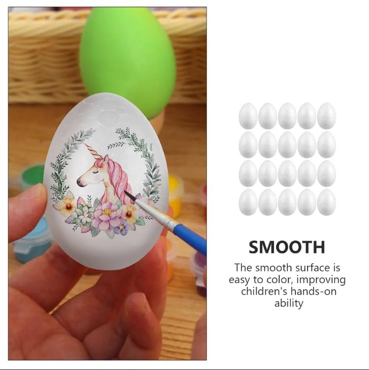 LUOZZY 30 Pcs White Styrofoam Easter Eggs - 6cm Polystyrene Foam Craft Eggs for DIY Decorations, Easter Basket Fillers, Spring Home Decor & Party Supplies
