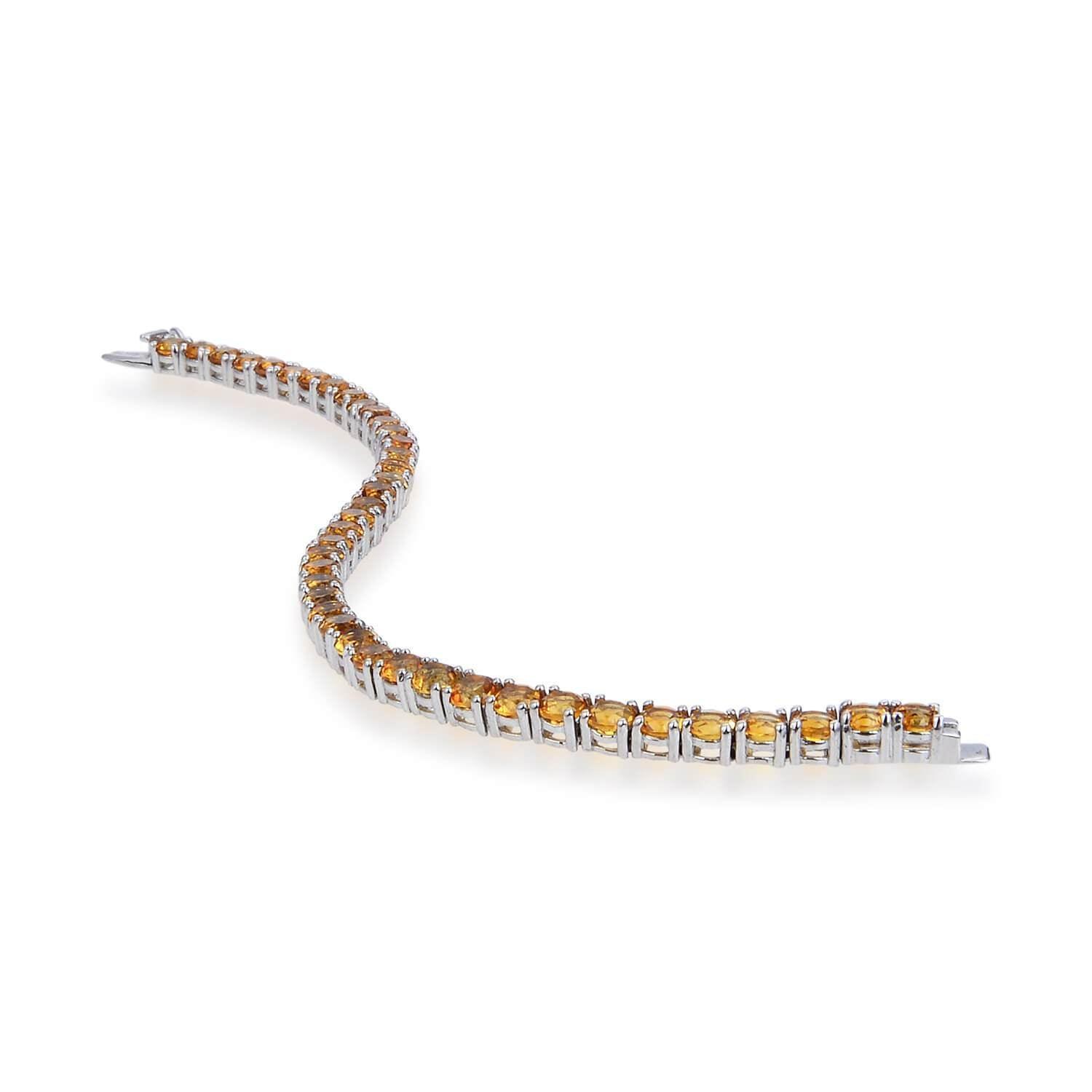 14K Gold Citrine Round Tennis Bracelet for Women - Elegant Gemstone Jewelry Gift for Birthday, Anniversary & Special Occasions