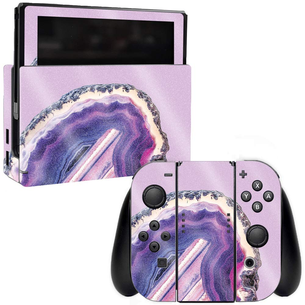 MightySkins Glossy Glitter Skin Cover for Nintendo Switch - Purple Agate | Protective & Durable High-Gloss Finish | Easy to Apply & Remove | Made in USA | Perfect for Gaming, Travel & Customization (GL-NISWI-Purple Agate)