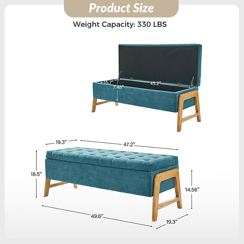 Salina Mid-Century Modern Inspired Storage Bench - Stylish Entryway & Living Room Seating with Hidden Storage - Perfect for Small Spaces & Home Organization