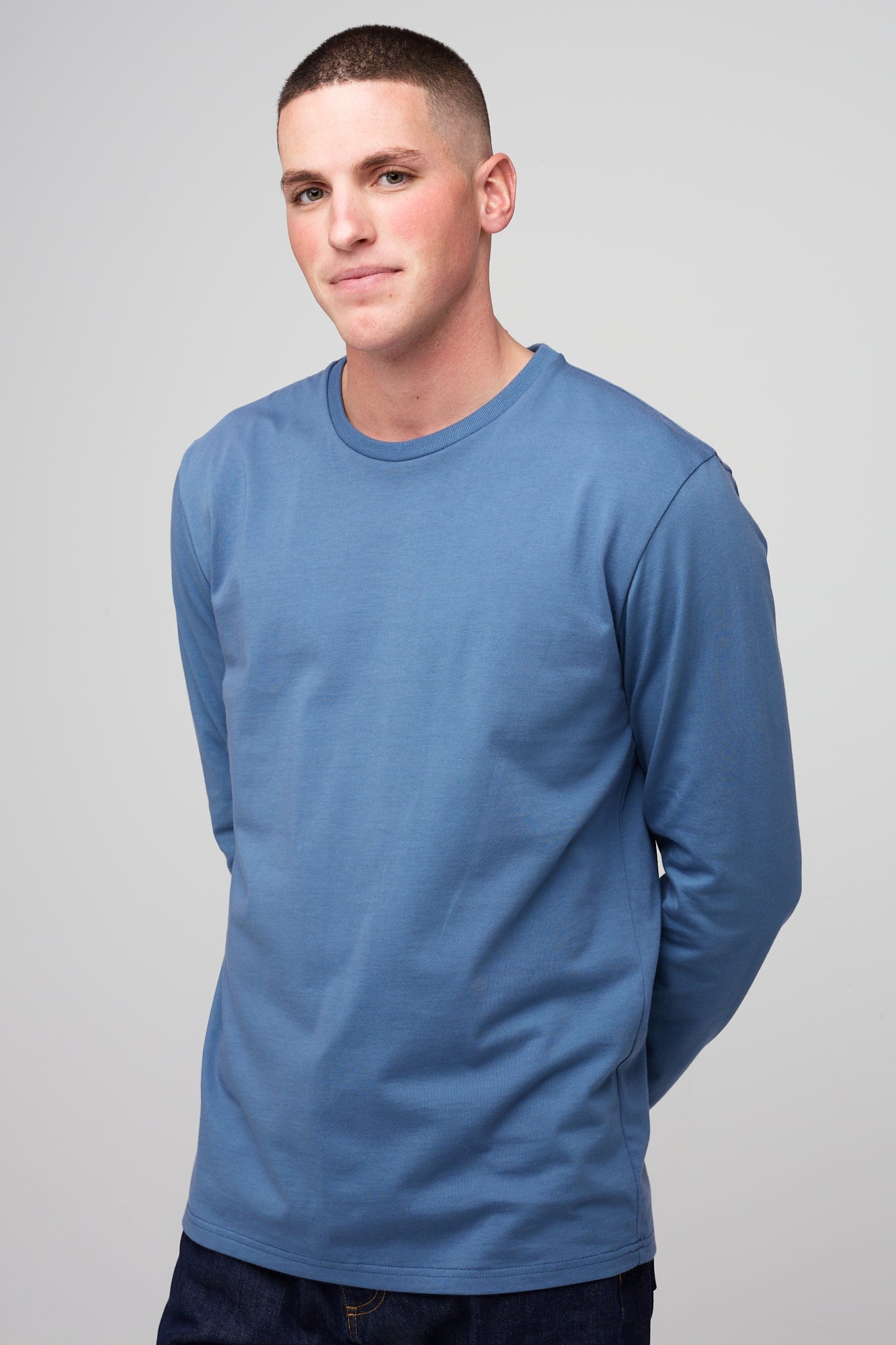 Men's Long Sleeve T-Shirt - Comfortable Cotton Crew Neck Top in RAF Blue | Casual Wear, Workout & Everyday Outfit