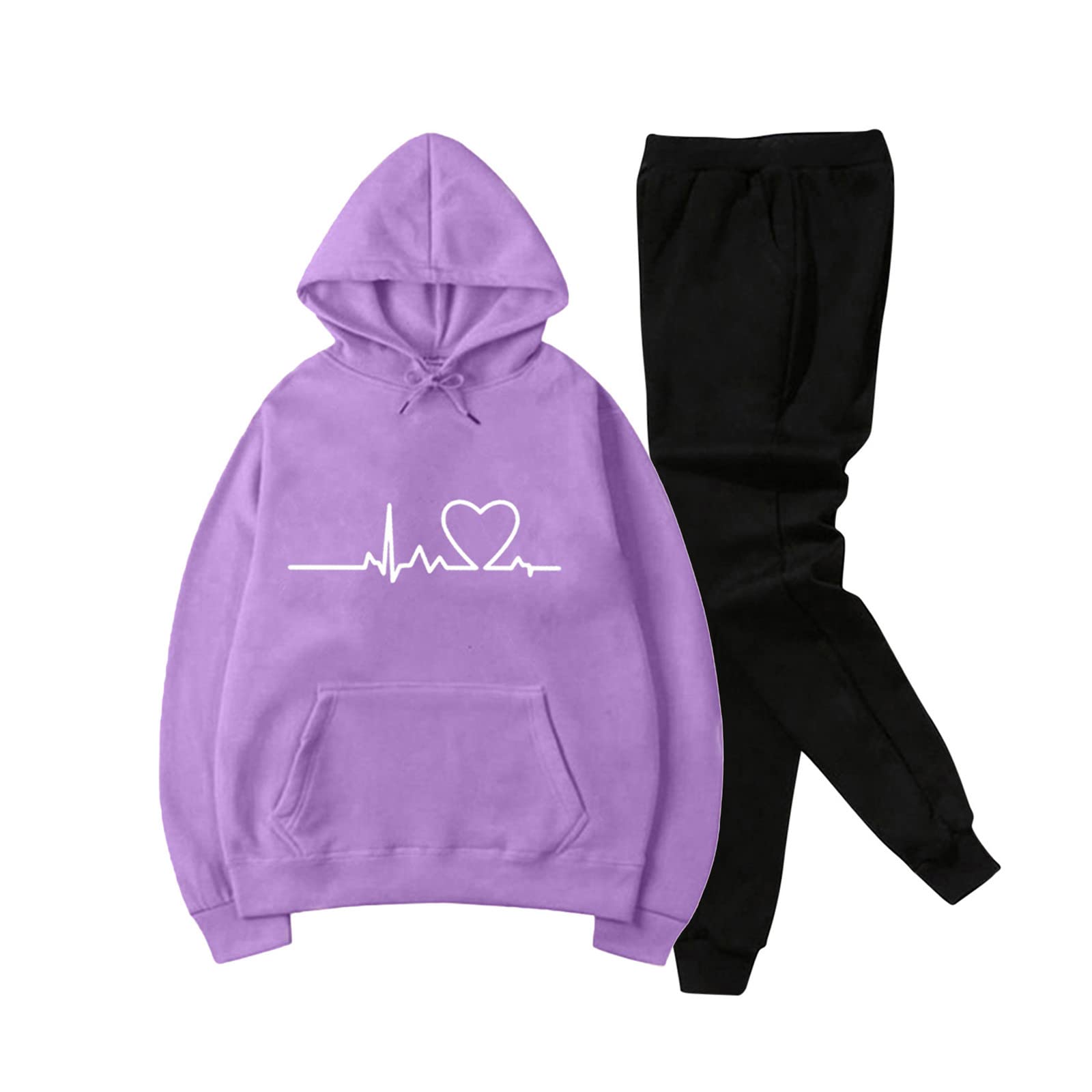 Men's & Women's Full Tracksuit Set - 2 Piece Solid Color Sportswear with Hoodie & Sweatpants for Gym, Running & Casual Wear | Breathable Cotton Jogging Suit for Workouts & Lounge