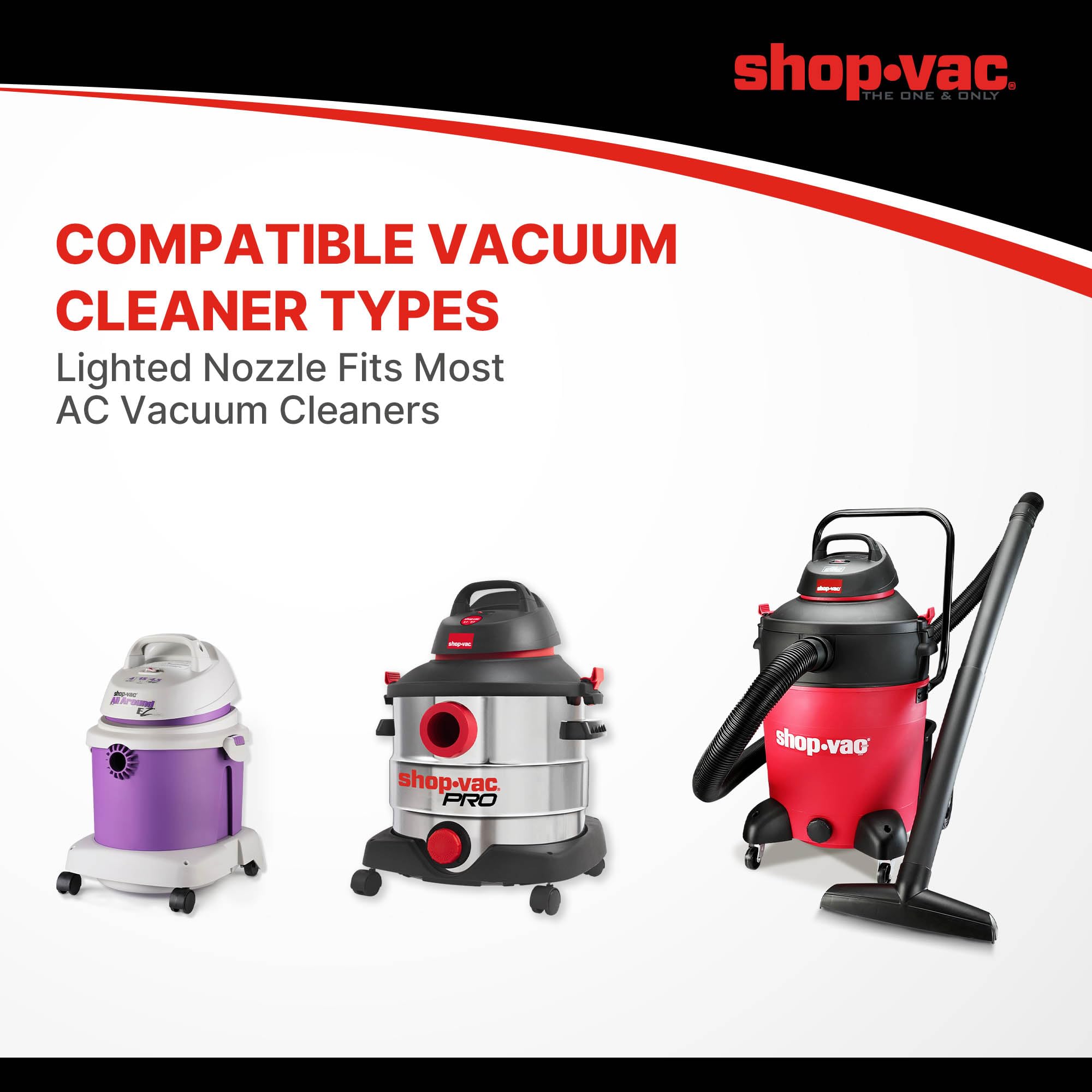 LED Lighted Shop-Vac Nozzle Kit - 4-Piece Air-Powered Vacuum Attachment Set with 1-1/2