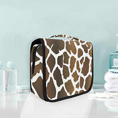Hanging Travel Toiletry Bag - Cute Giraffe Leopard Print Cosmetic Organizer for Women & Men - Waterproof Makeup Case for Bathroom, Gym, Camping, Business Trips