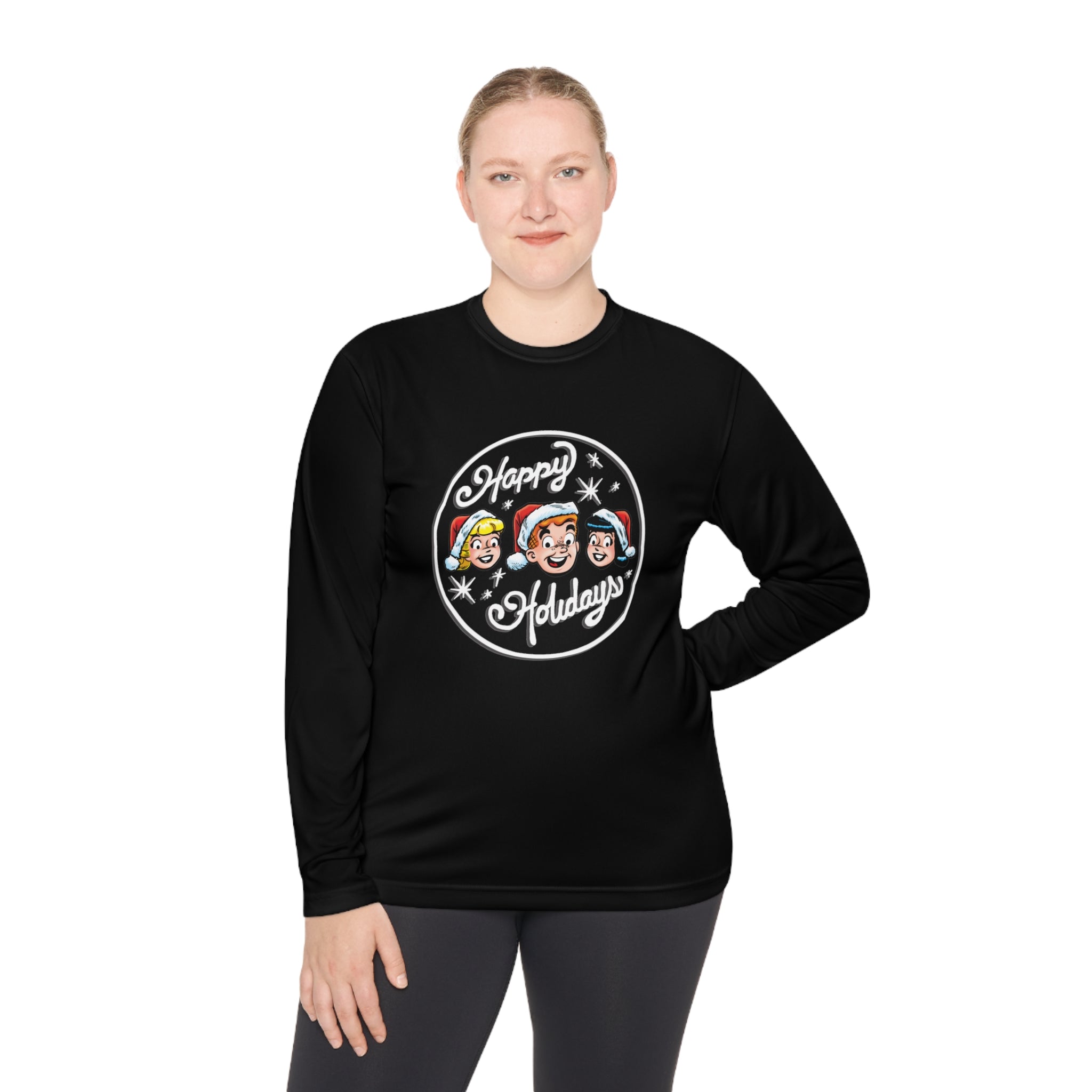 Archie Comics Happy Holidays Unisex Lightweight Long Sleeve T-Shirt - Featuring Archie, Betty & Veronica - Perfect for Christmas Parties & Gift Giving