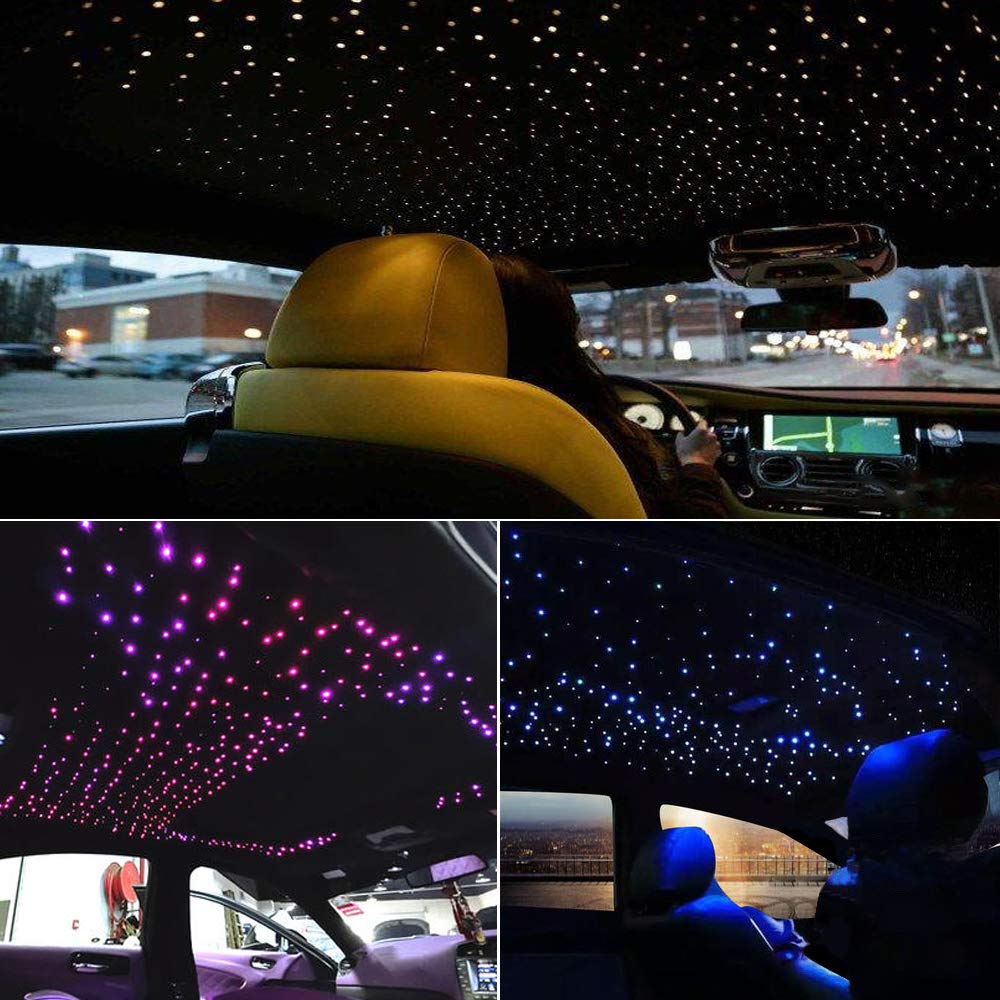 AKEPO 10W Fiber Optic Lights Kit with APP Control & Music Sync - 375pcs 9.8ft/3m Optical Fiber Cable (0.03/0.04/0.06in) + RGBW Light Engine + 28-Key Remote - Perfect for Star Ceiling, Home Theater, Bedroom Decor & Car Interior Lighting