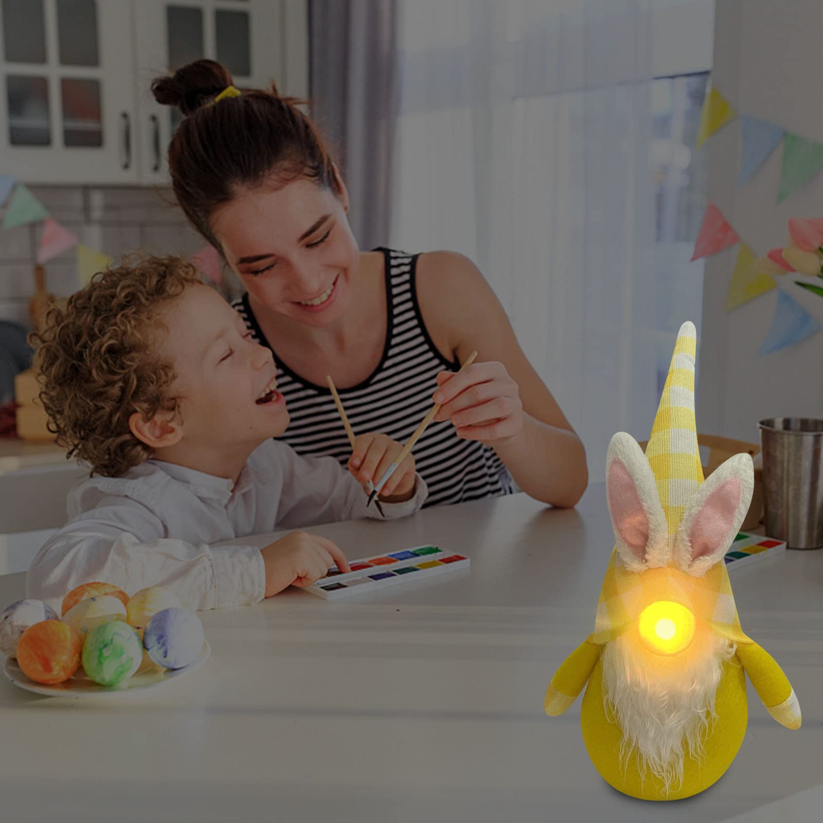 Easter Gnome Decorations - Luminous Bunny Faceless Doll & Dwarf Ornaments, Easter Rabbit Plush Doll for Home Decor - Perfect for Easter Party, Spring Home Decoration & Gift Giving (#001-E)