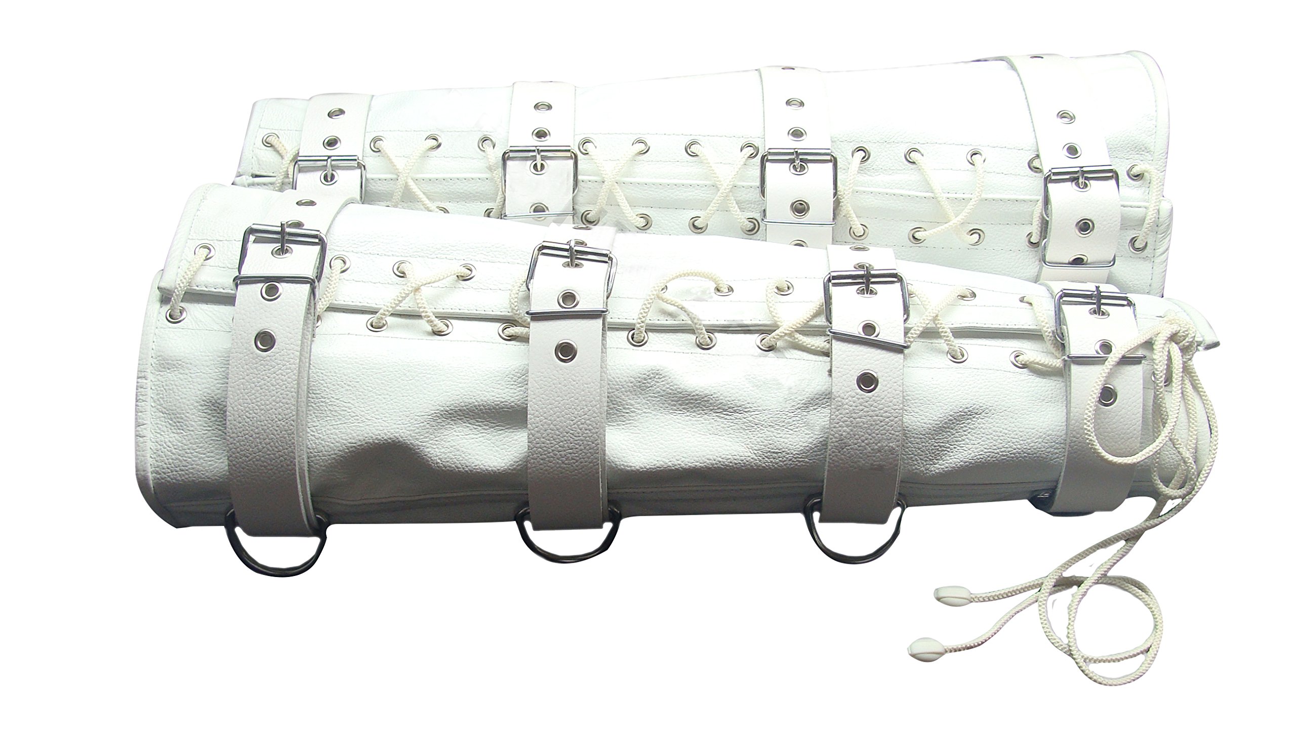 Premium White Cow Leather Bondage Restraint Set - 4 Piece Arm & Leg Binders for Men | BDSM Gear for Couples Play, Adult Roleplay & Sensory Deprivation Scenes