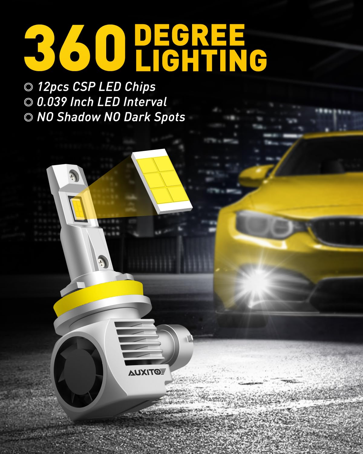AUXITO H11 LED Light Bulbs 30000LM Ultra-Bright 6000K Cool White - 100W Per Bulb, 900% Brighter Than Halogen - H11/H8/H9 Replacement for Fog Lights & Headlights - Plug & Play Installation, CANBUS Ready - Perfect for Trucks, SUVs, Jeeps & Off-Road Vehicles (Pack of 2)