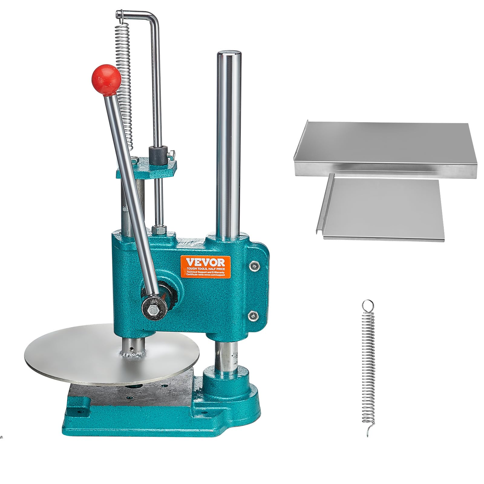 VEVOR 9.5 Inch Stainless Steel Pizza Dough Press Machine - Adjustable Height for Perfect Homemade Pizza, Chapati & Crust - Commercial & Home Kitchen Use for Restaurants, Pizzerias & Baking Enthusiasts