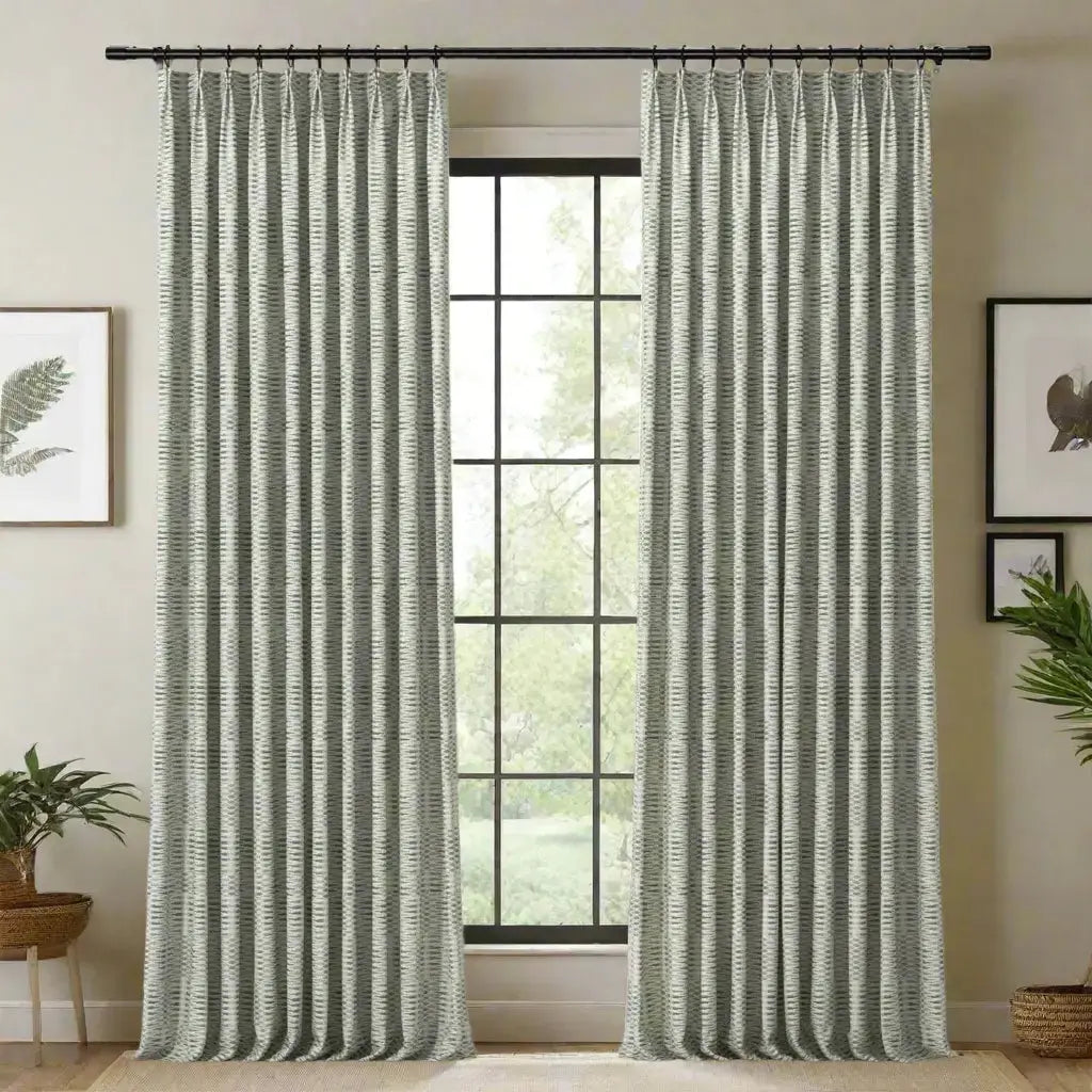 Lydia Swallow Jacquard Pleated Curtains - Elegant Window Treatments for Living Room, Bedroom & Dining Room Decor