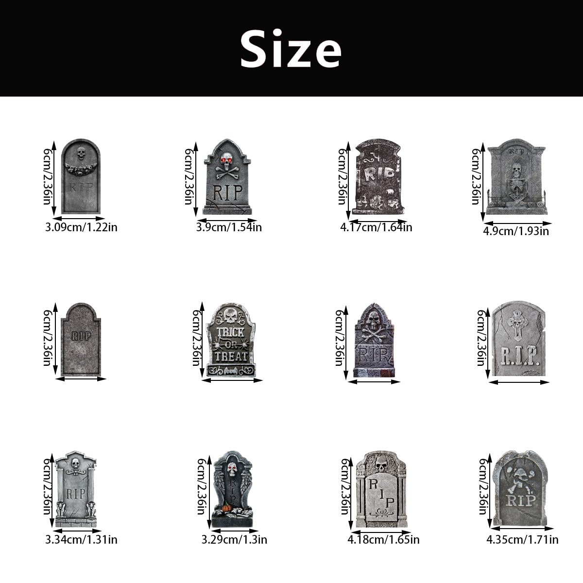 24-Piece Halloween Cupcake Toppers - Spooky Tombstone & Graveyard Cake Decorations for Halloween Party Supplies | Perfect for Cupcakes, Cakes, and Dessert Displays at Halloween Parties, Trick-or-Treat Events & Themed Gatherings
