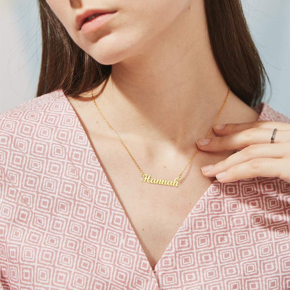 Custom4U Personalized Name Necklace - 18K Gold Plated Stainless Steel Pendant Jewelry - Unique Bridesmaid Birthday Gift for Women - Perfect for Weddings, Anniversaries & Special Occasions