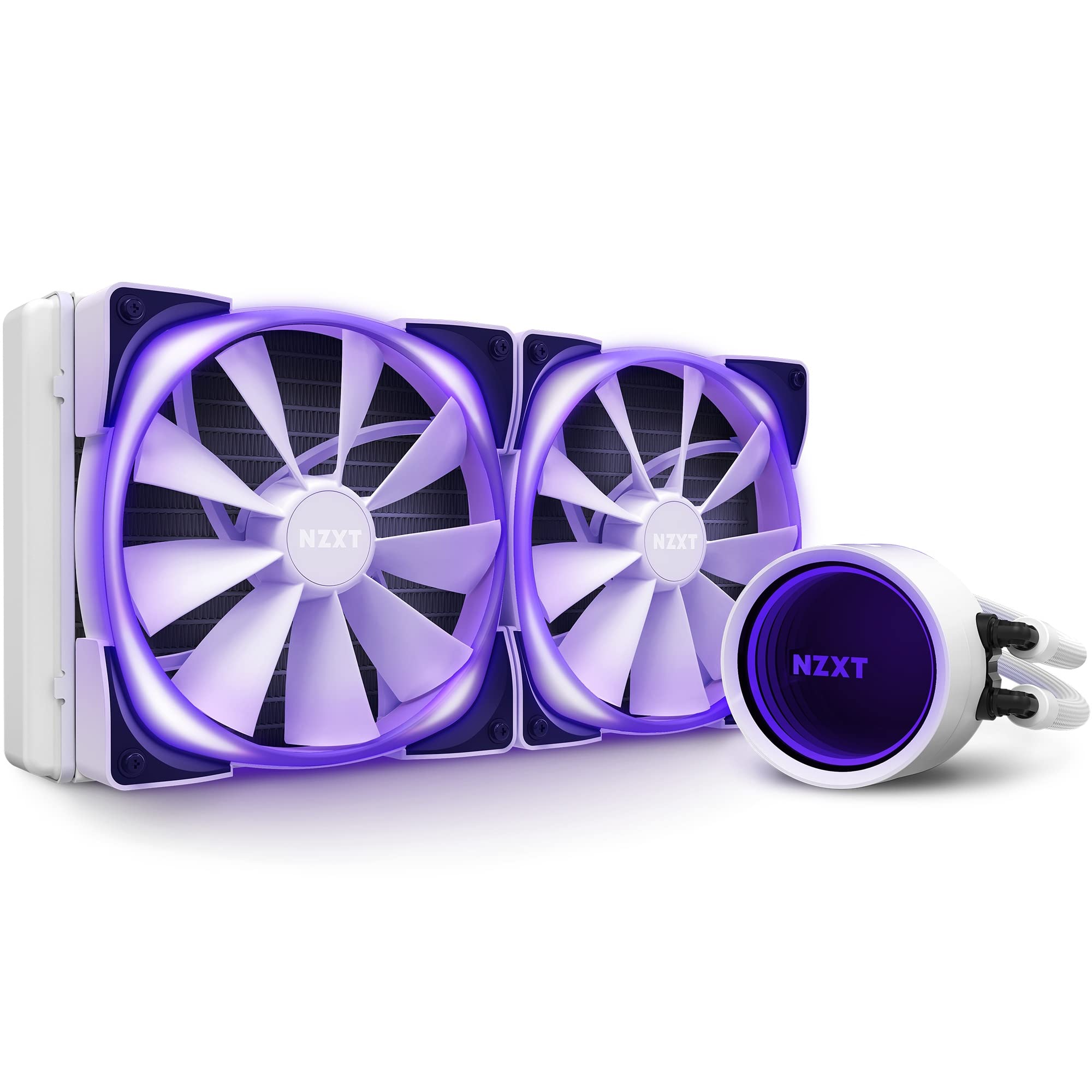 NZXT Kraken X63 RGB 280mm AIO Liquid CPU Cooler - Infinity Mirror Design with RGB Lighting - Includes 2 Aer RGB V2 140mm Fans - White - Perfect for Gaming PCs and High-Performance Workstations