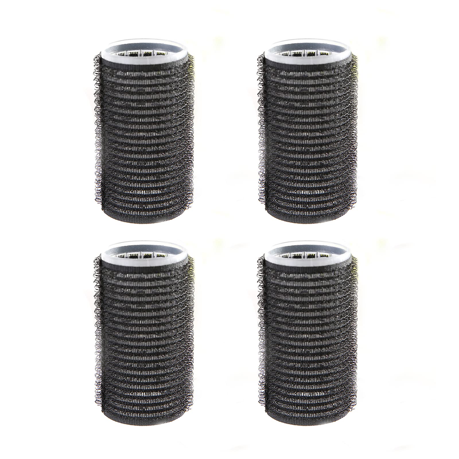 4pcs Self-Grip Hair Rollers for Heatless Curls & Volume - Salon Quality Sticky Hair Rollers & Curling Tools (Black) - Perfect for Home Styling, Salon Use & Overnight Curls