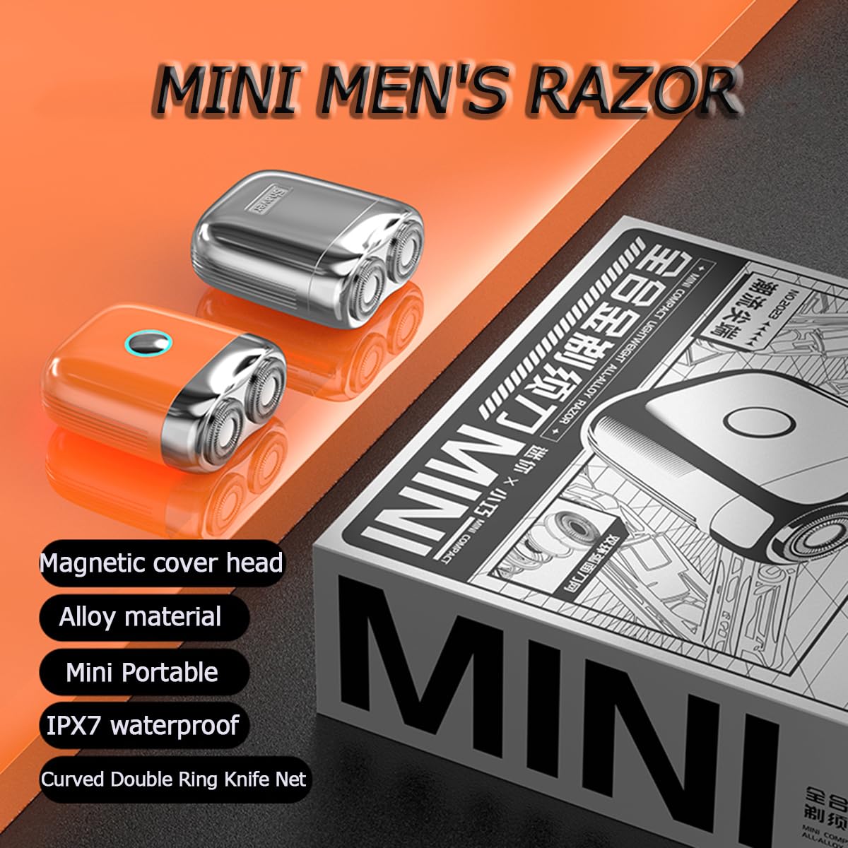 Kwak's Mini Shaver - Portable Alloy Electric Razor for Men | Cordless USB-C Rechargeable Trimmer with IPX7 Waterproof | Perfect for Travel, Gym & Business Trips (Silvery)