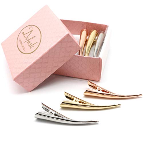 Dofash 6Pcs Small Duckbill Hair Clips - Metal Alligator Hair Grips Non-Slip Hair Accessories for Women & Girls (Blonde, Silver, Rose Gold) - Perfect for School, Work, Parties & Everyday Styling