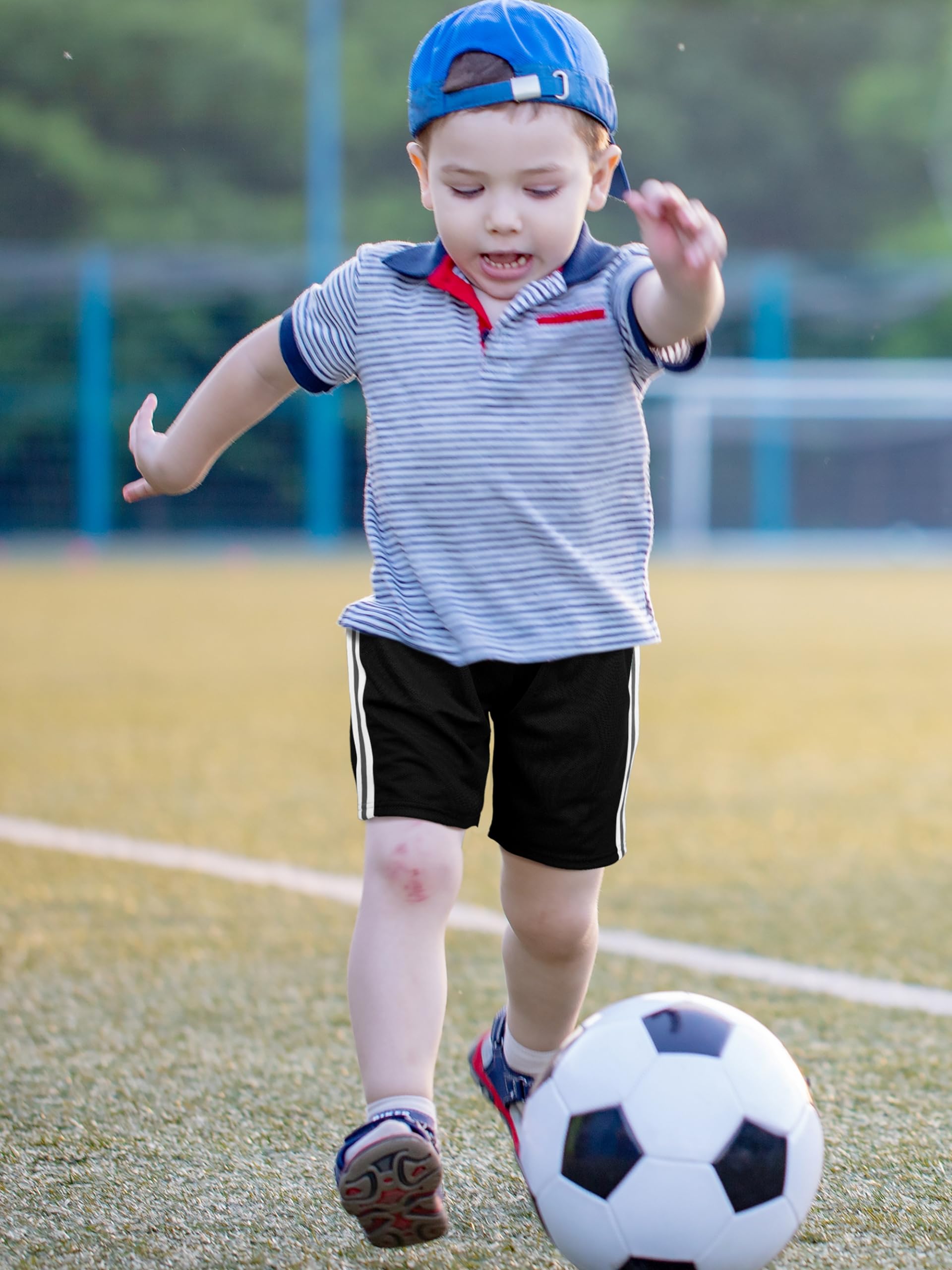 6 Pack Boys' Athletic Shorts - Quick Dry Mesh Basketball Soccer Gym Shorts for Toddlers & Kids - Perfect for Summer Sports, Playground & Outdoor Activities