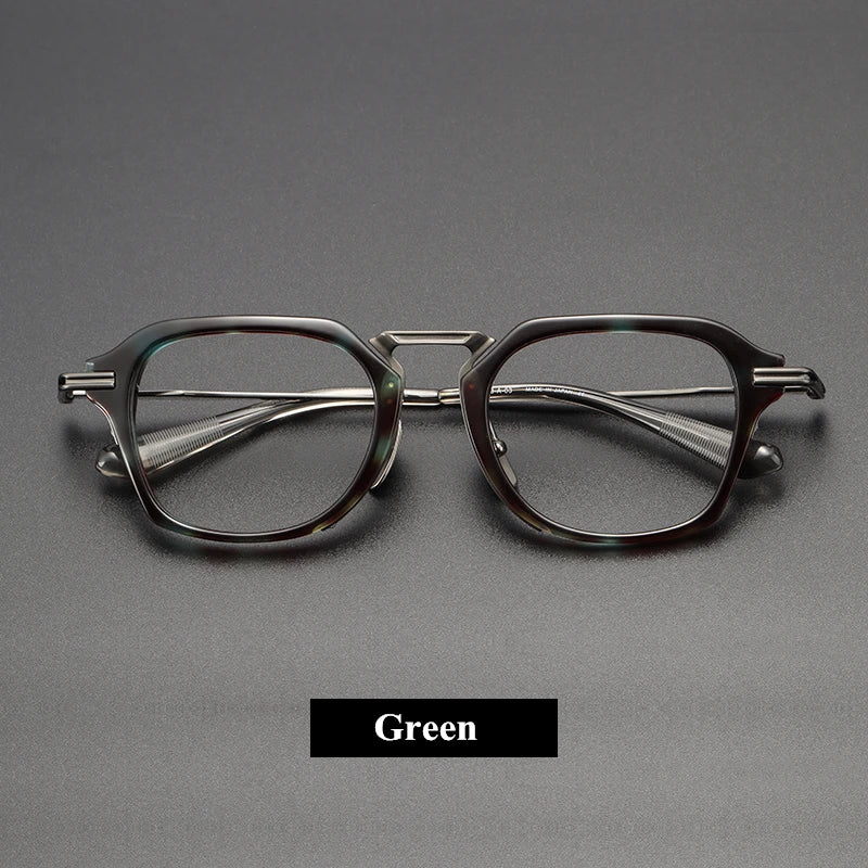Stylish Unisex Black Titanium Square Eyeglasses D413 - Lightweight Full Rim Frame for Work, Reading & Fashion